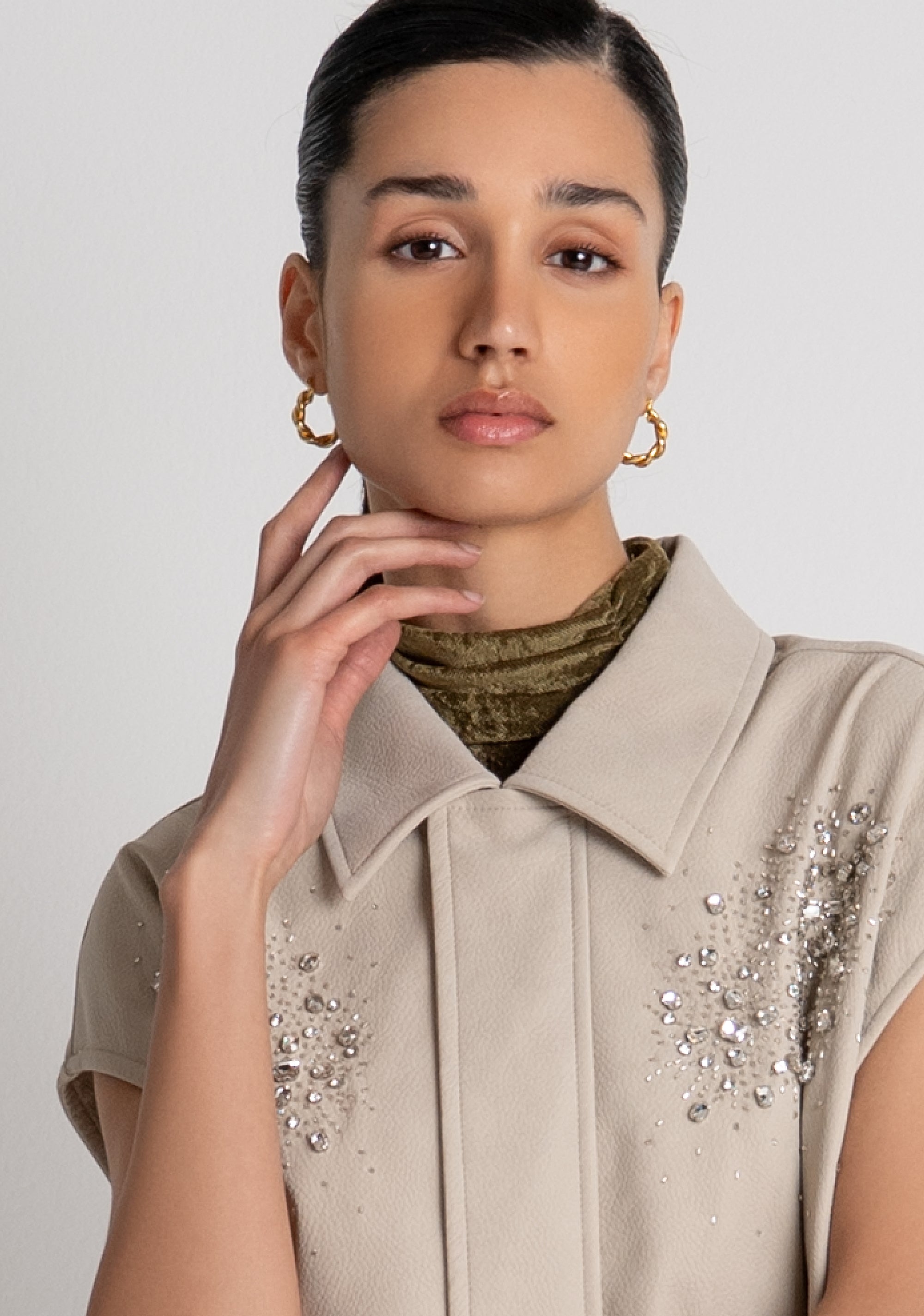 Sleeveless jacket with jewelry applications Fracomina FS26WJ2002P411R9-257