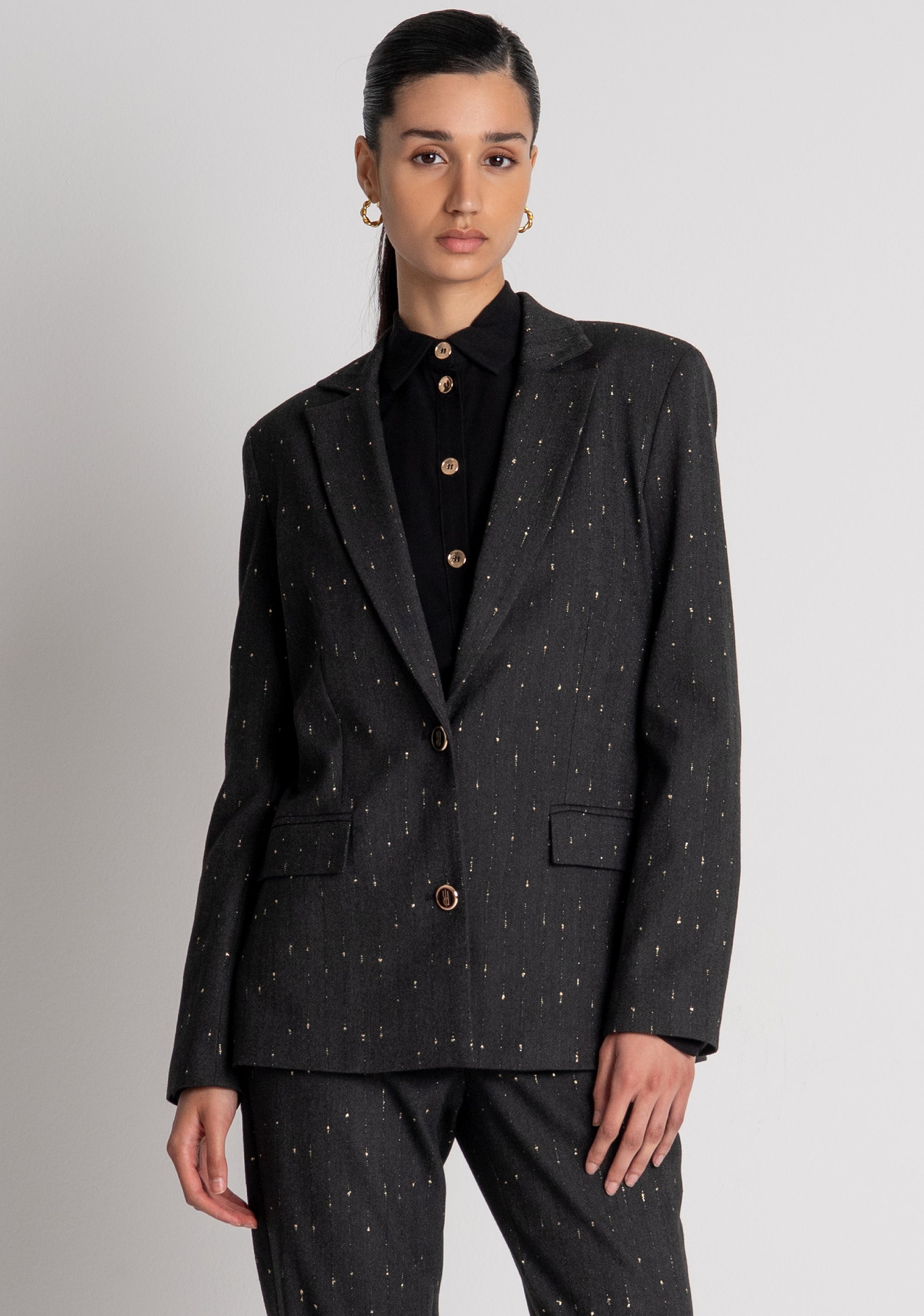 Blazer jacket regular fit single breasted made in pinstriped fabric Fracomina FS26WJ3005W726Q7-053-2