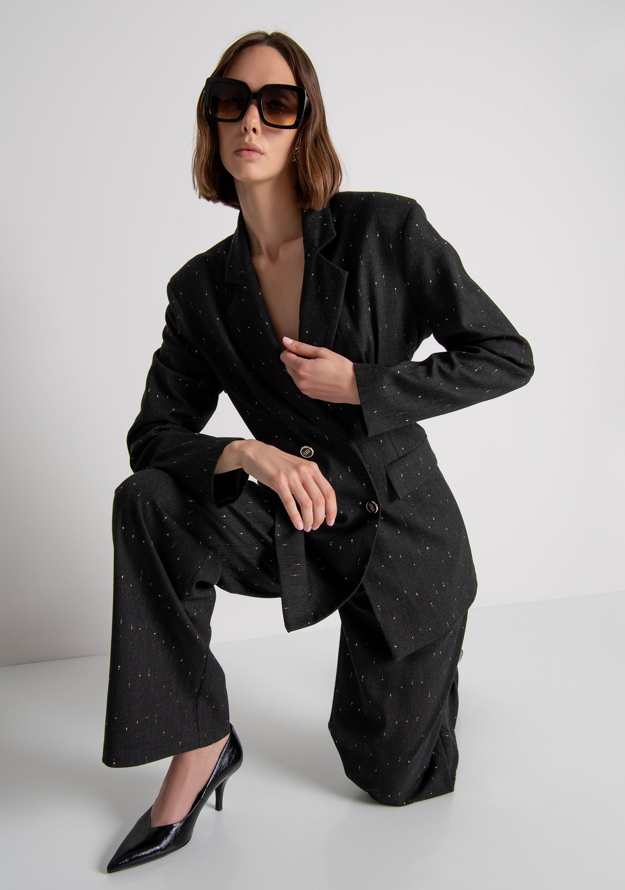 Blazer jacket regular fit double breasted made in pinstriped fabric Fracomina FS26WJ3006W726Q7-053