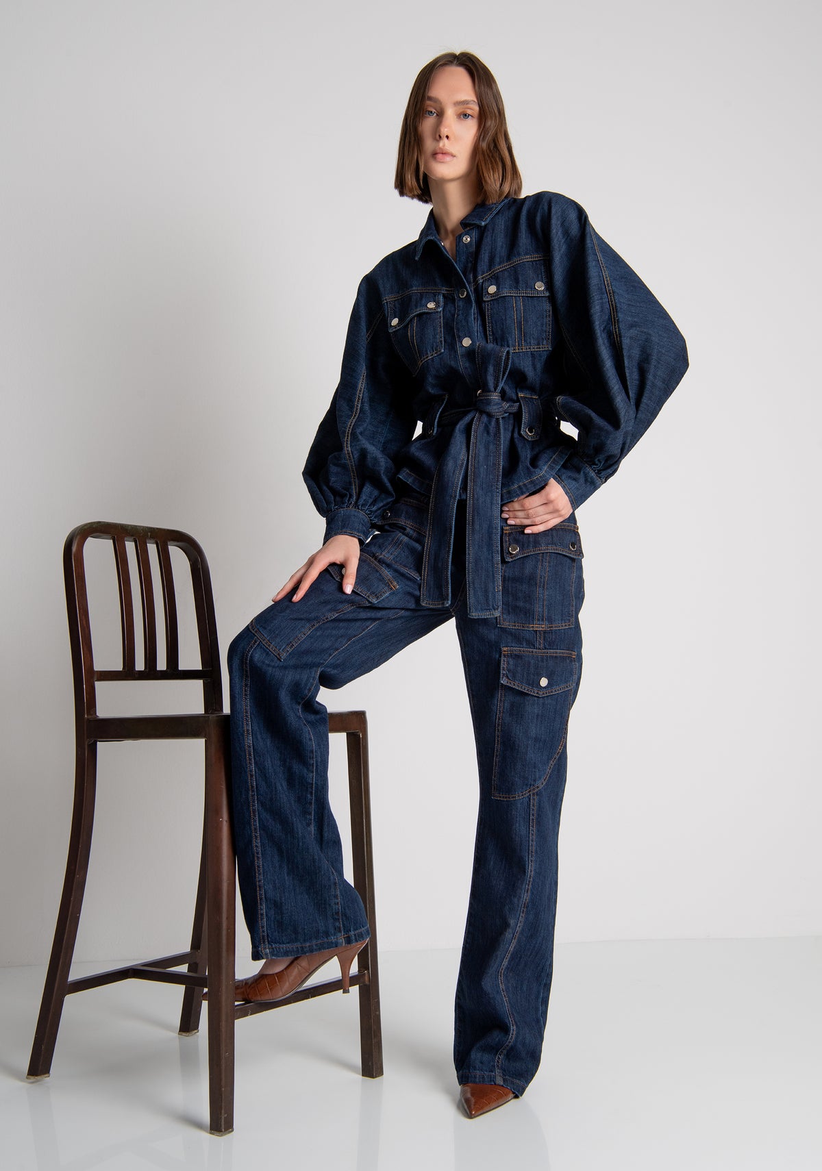 Jacket over fit made in denim with middle wash Fracomina FS26WJ4002D40993-365-2