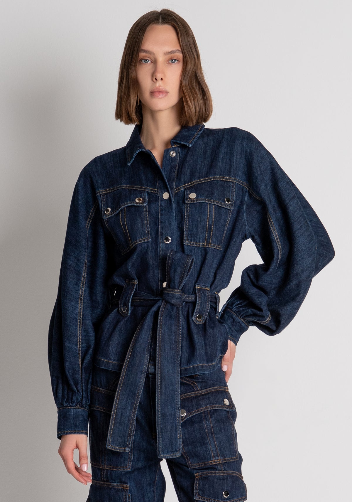 Jacket over fit made in denim with middle wash Fracomina FS26WJ4002D40993-365-3