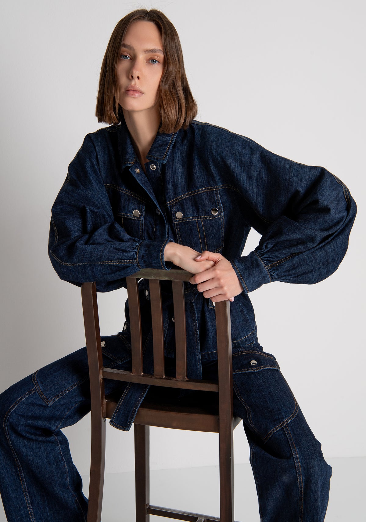Jacket over fit made in denim with middle wash Fracomina FS26WJ4002D40993-365