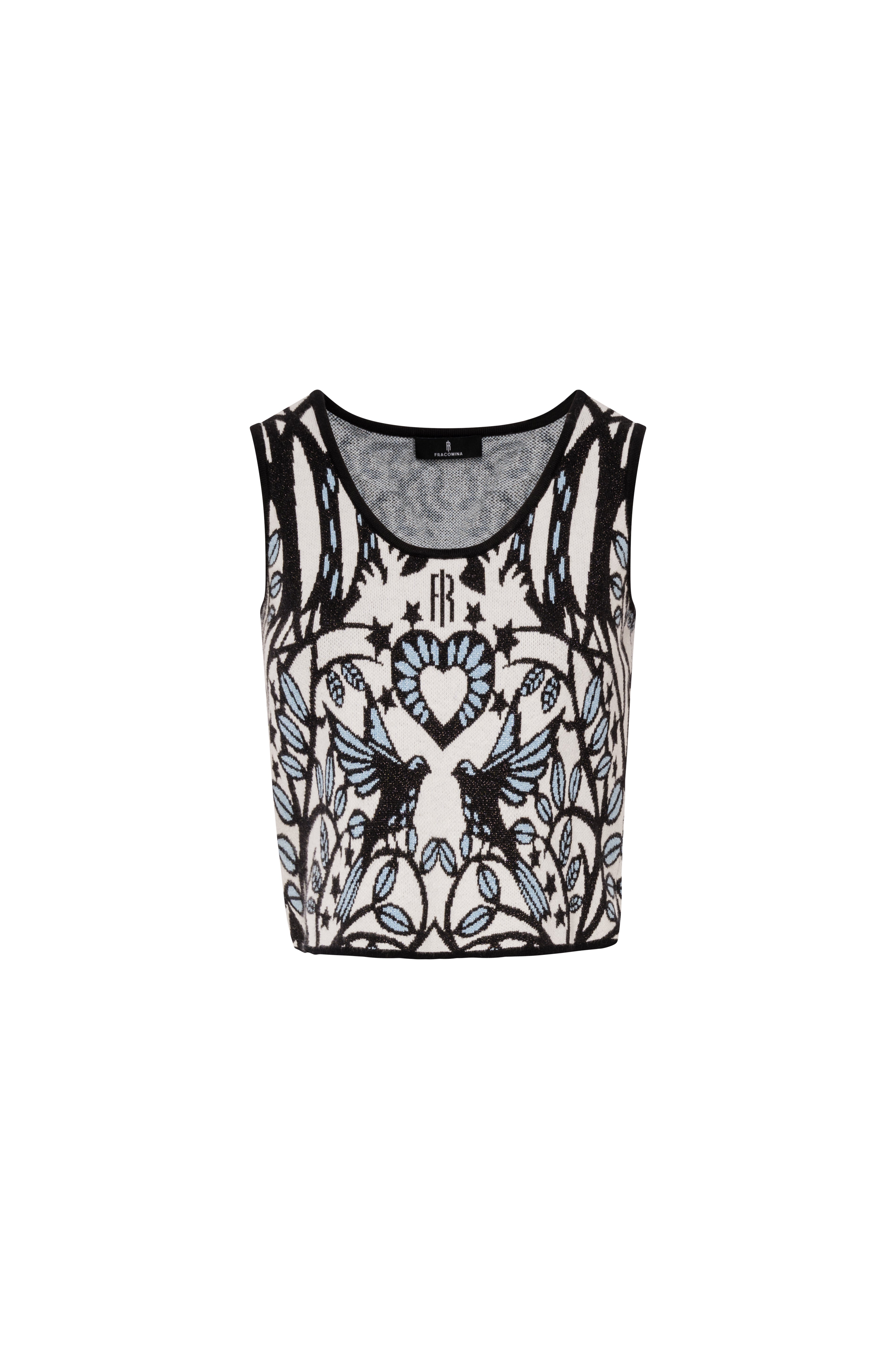 Knitted tank top with jacquard effect Fracomina FS26WT4001K502F8-KE1-1
