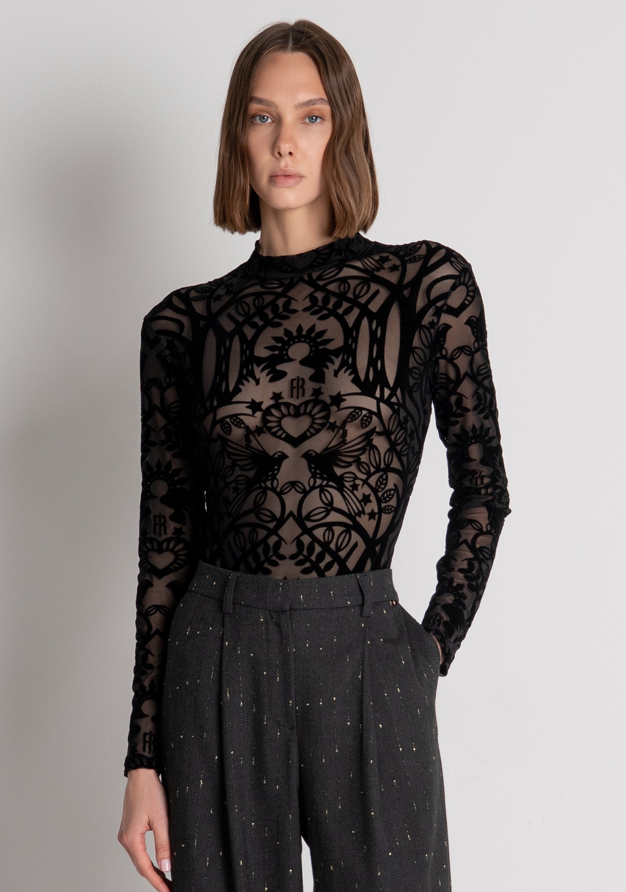 Body slim fit made in lace Fracomina FS26WT5001W858Q5-053-2