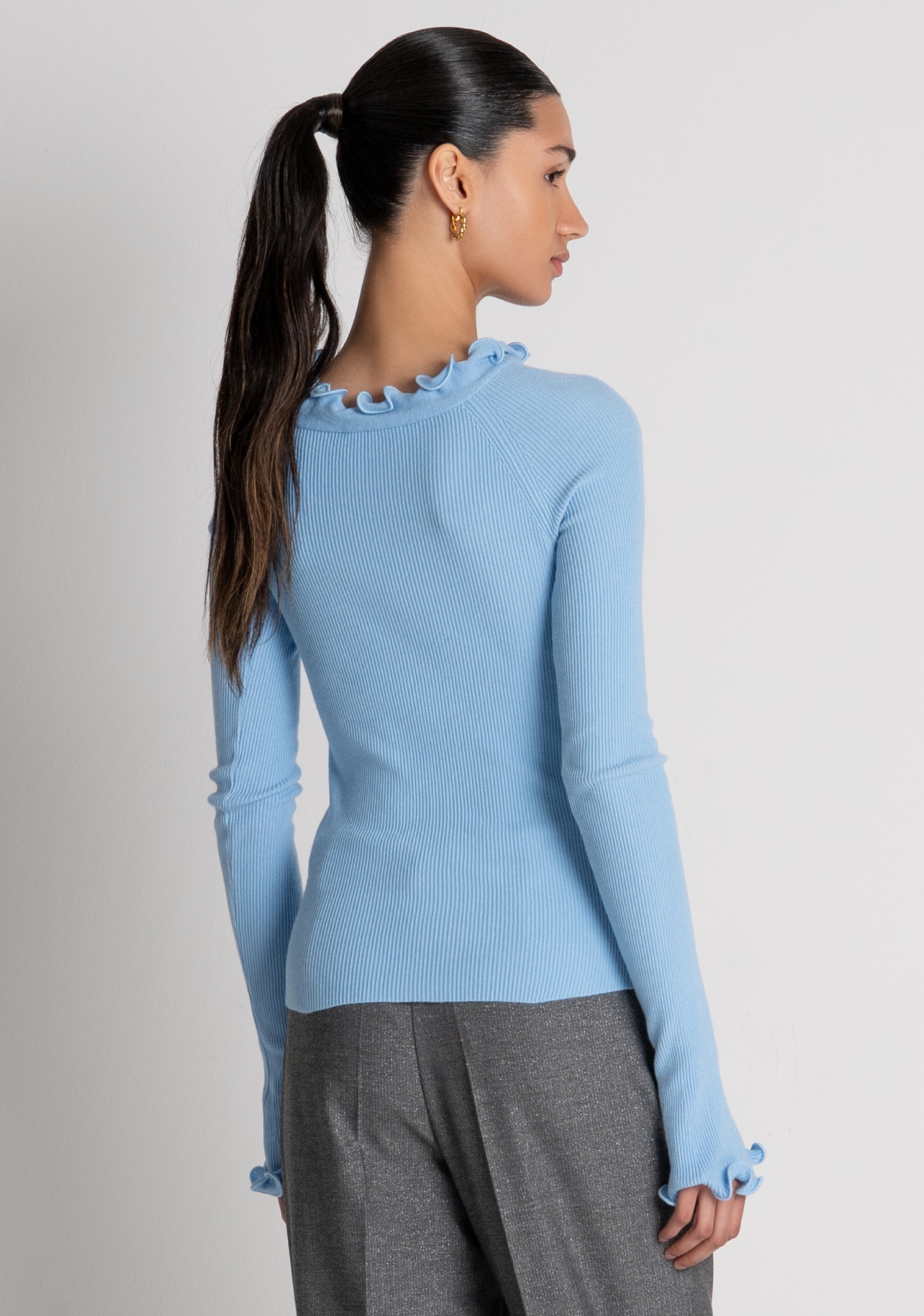 Knitwear slim fit with frills at the bottom Fracomina FS26WT7033K42001-252-4