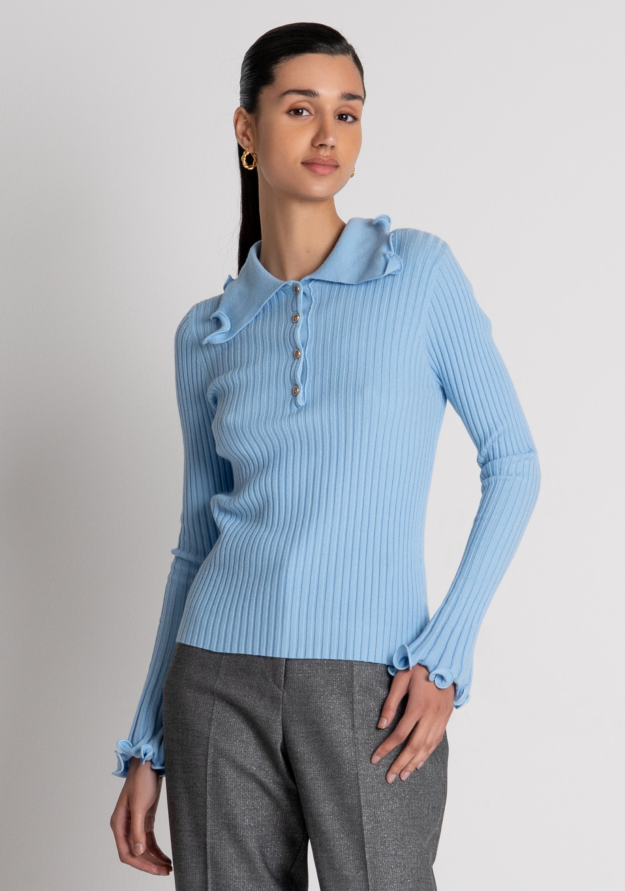 Knitwear polo style slim fit with frills Fracomina FS26WT7034K42001-252-2