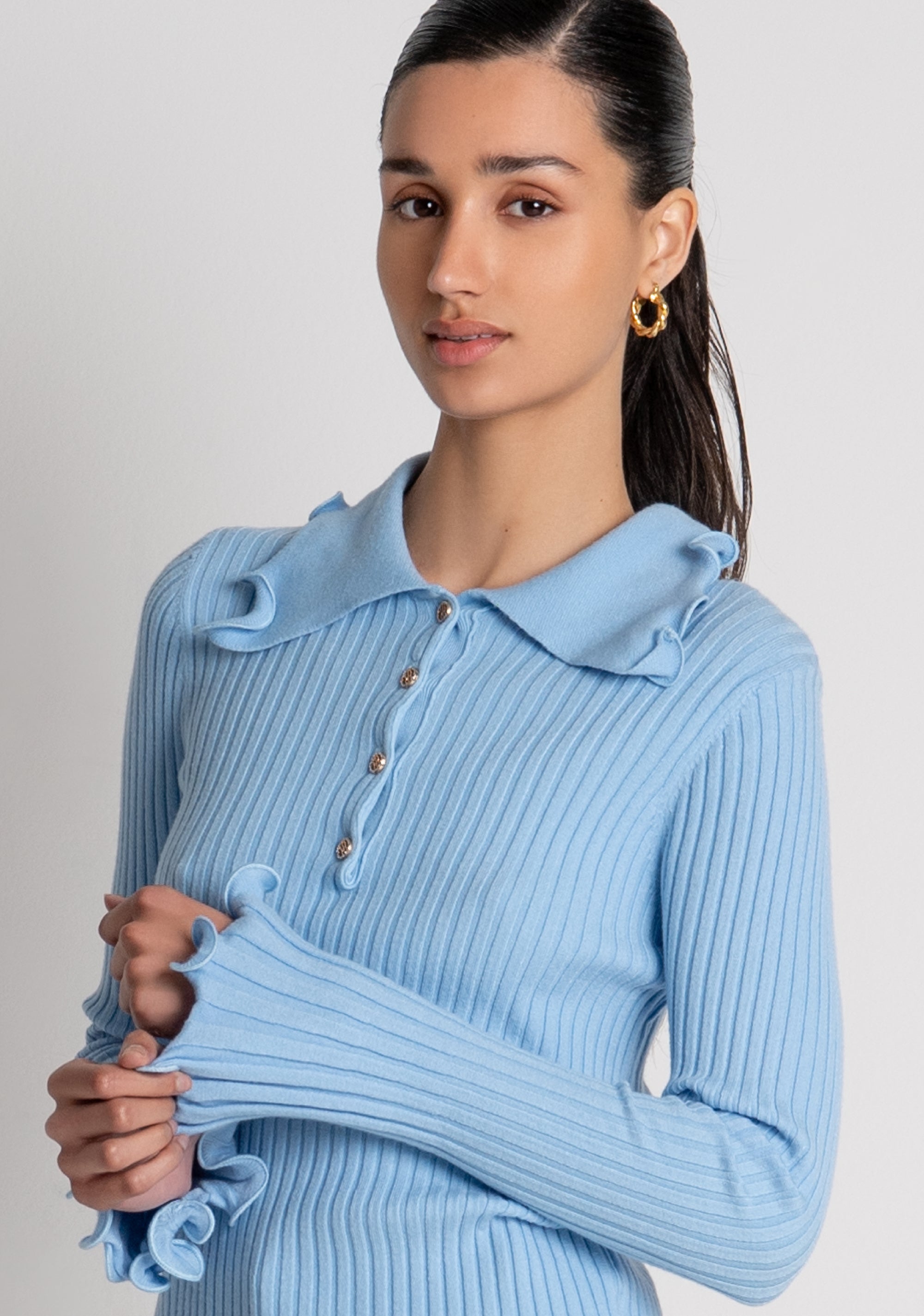 Knitwear polo style slim fit with frills Fracomina FS26WT7034K42001-252-3