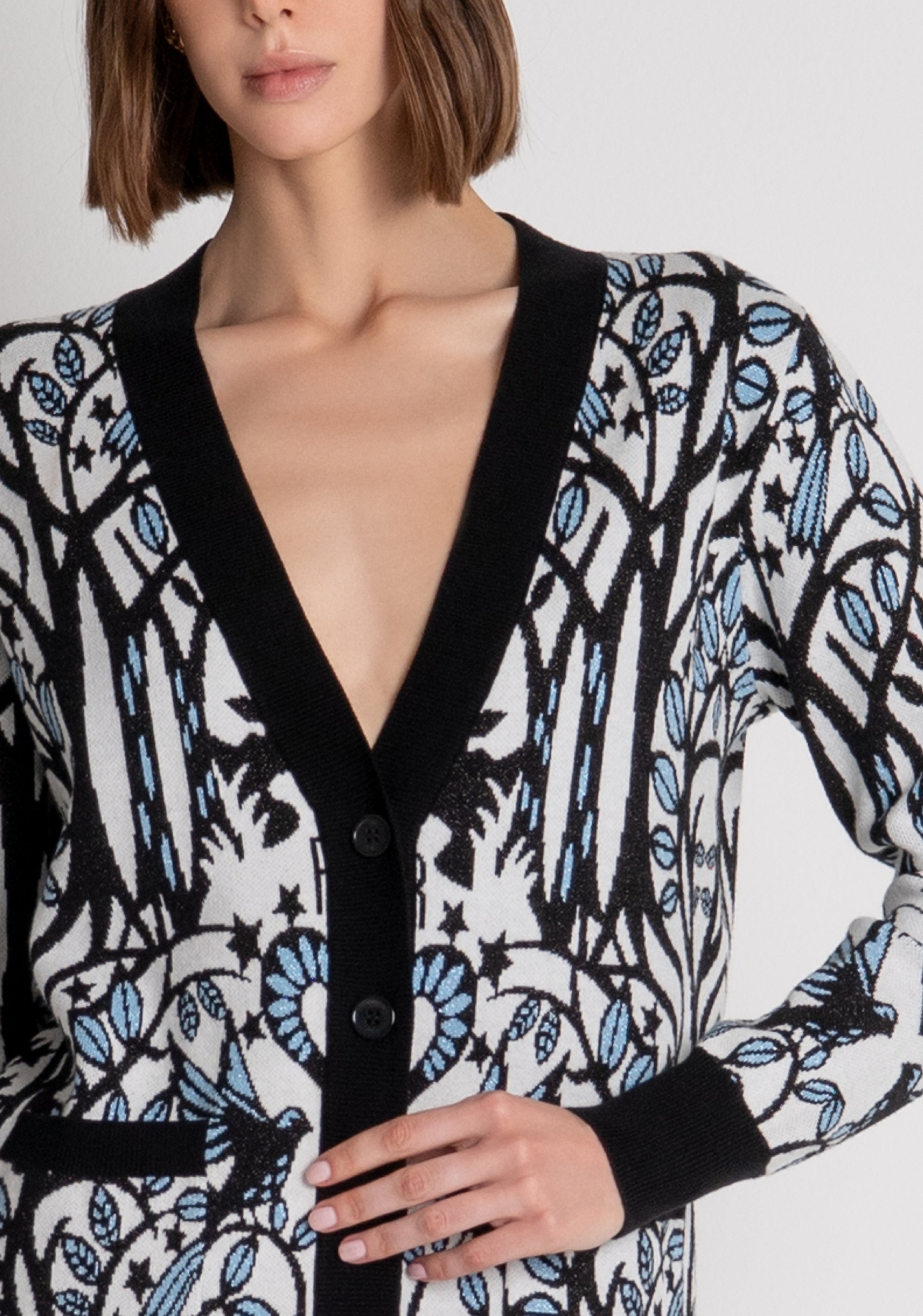 Knitted cardigan regular fit with jacquard effect Fracomina FS26WT8001K502F8-060-3