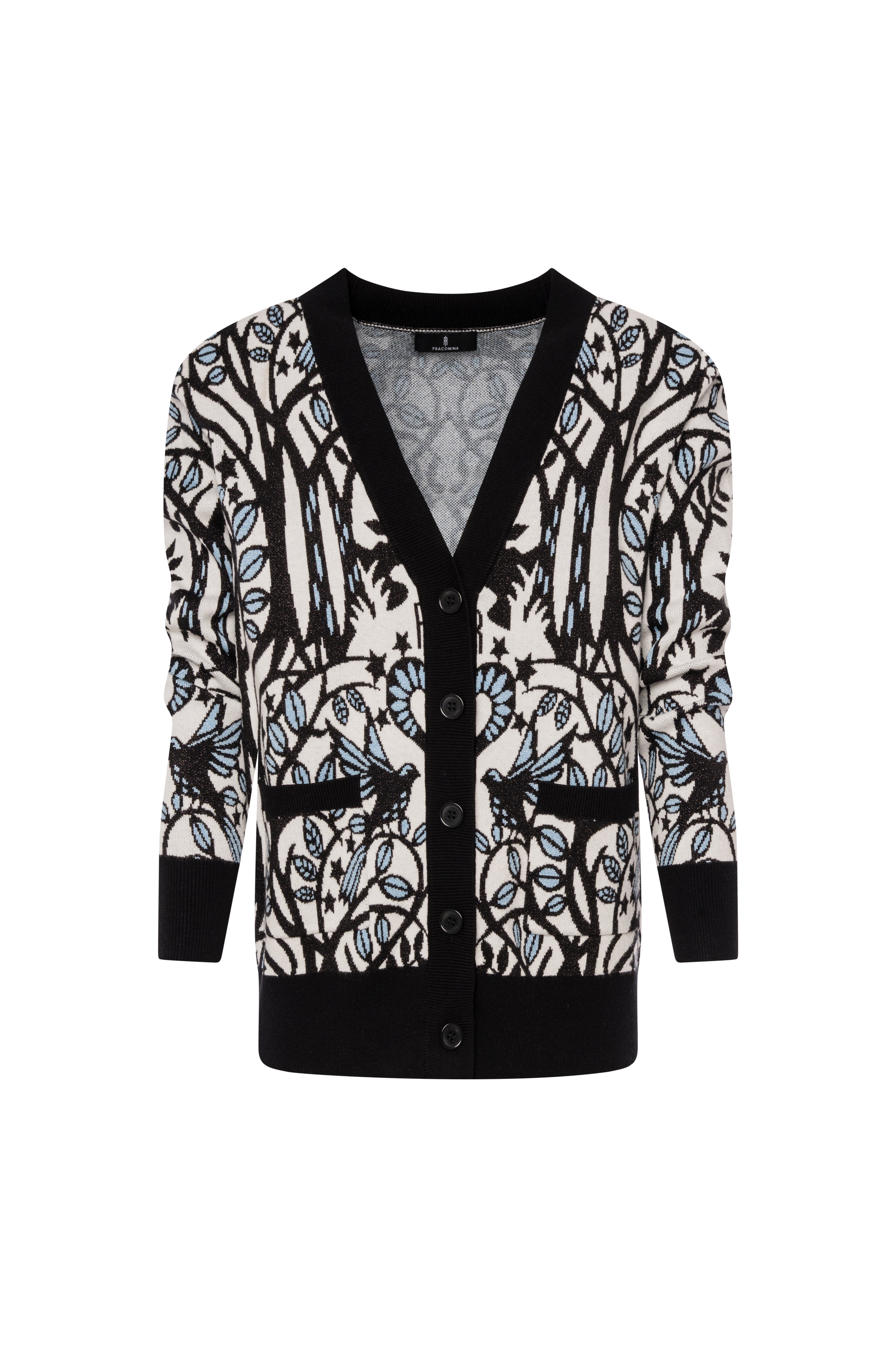 Knitted cardigan regular fit with jacquard effect Fracomina FS26WT8001K502F8-KE1-1