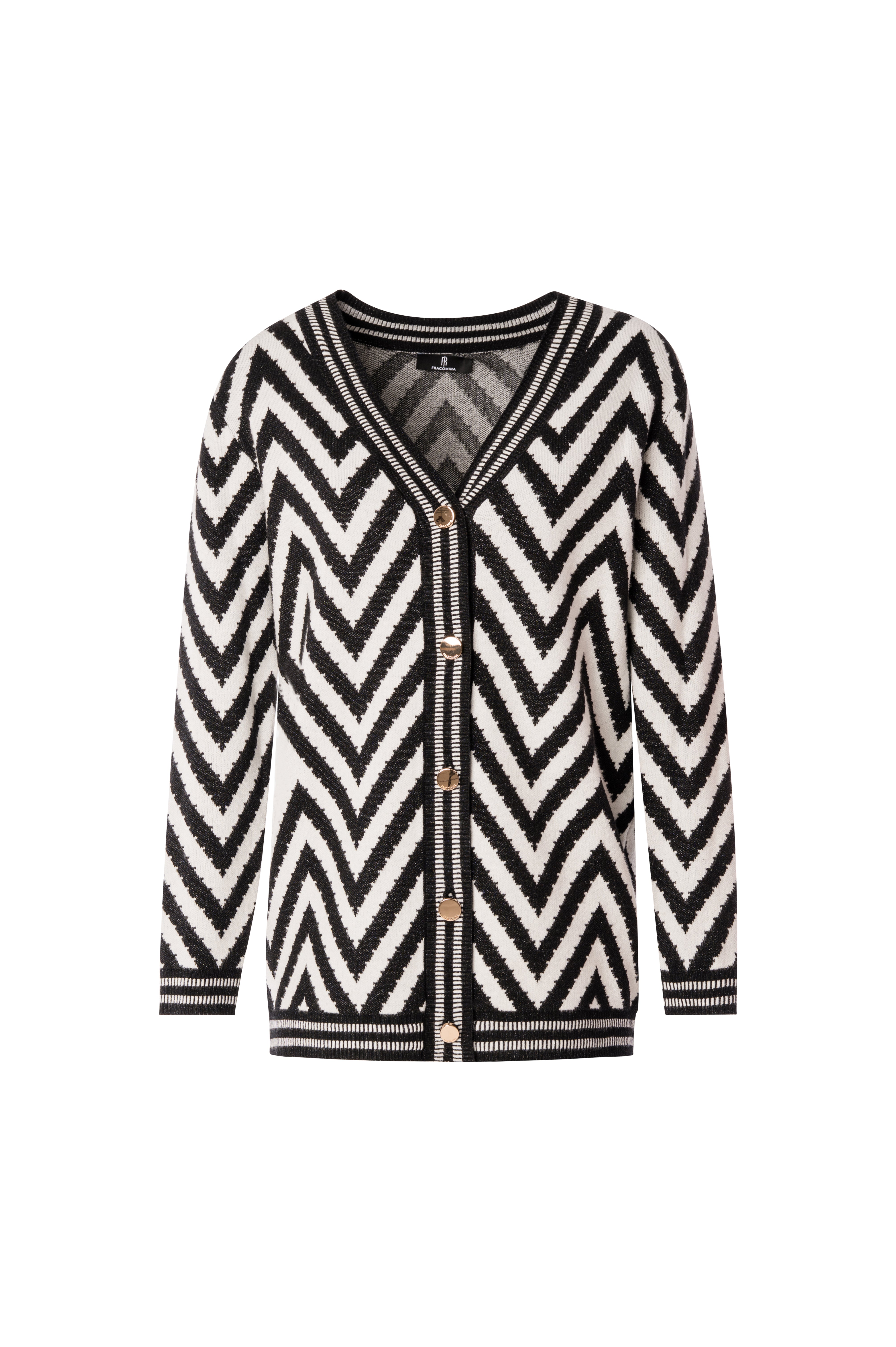 Knitted cardigan regular fit with zig-zag jacquard effect Fracomina FS26WT8005K502F8-KE1-1