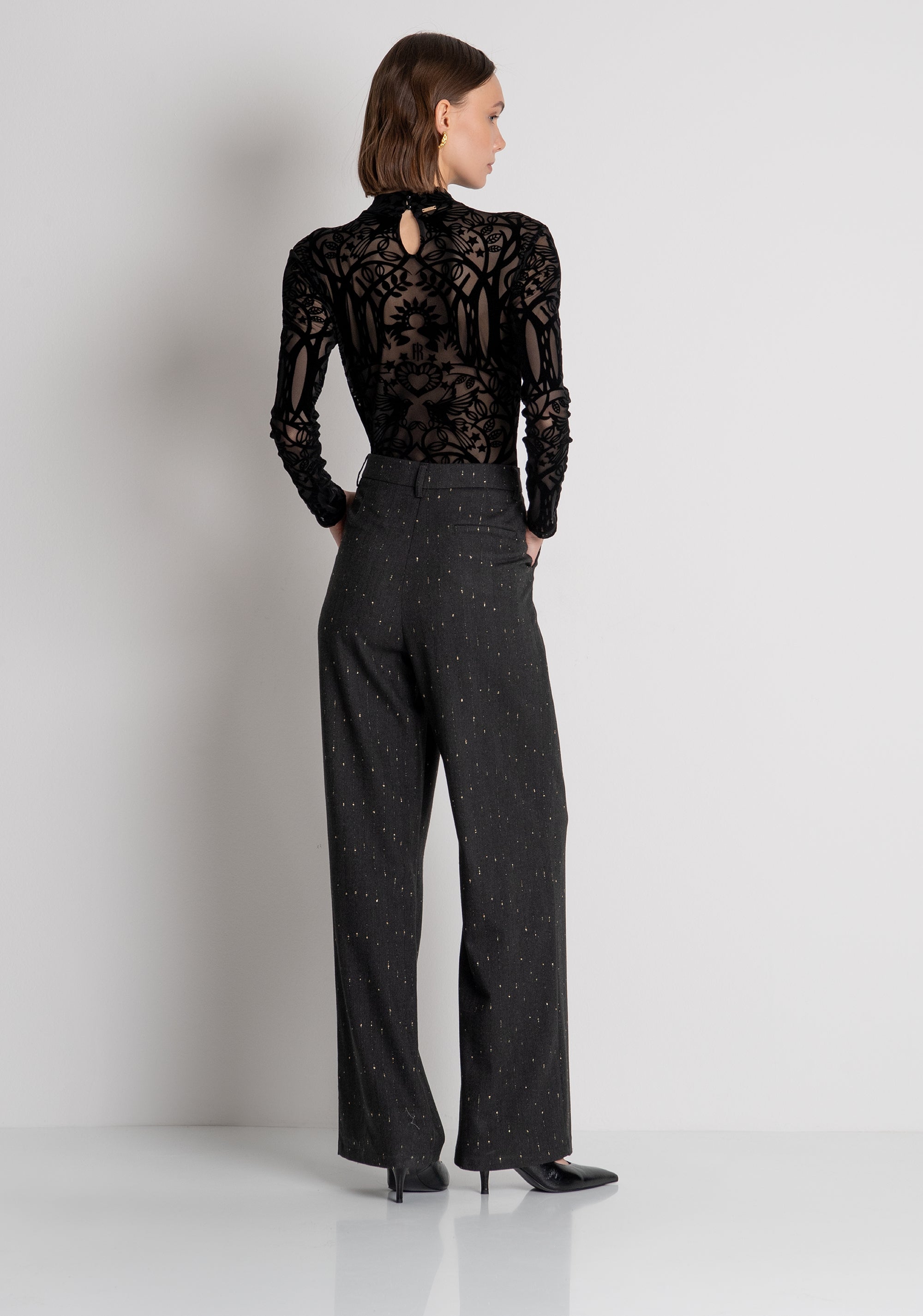 Palazzo pant wide fit made in pinstriped fabric Fracomina FS26WV3009W726Q7-053-4