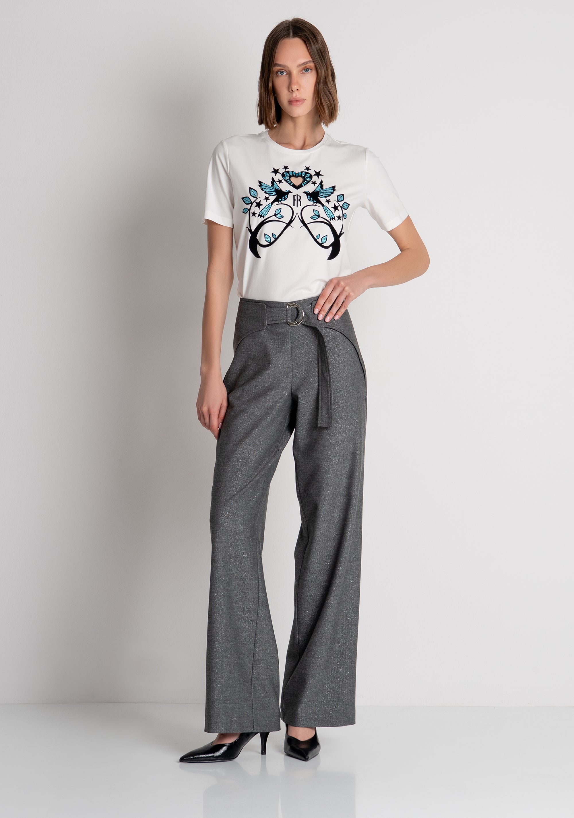 Palazzo pant wide fit with belt at the front Fracomina FS26WV3010W500J1-060-2
