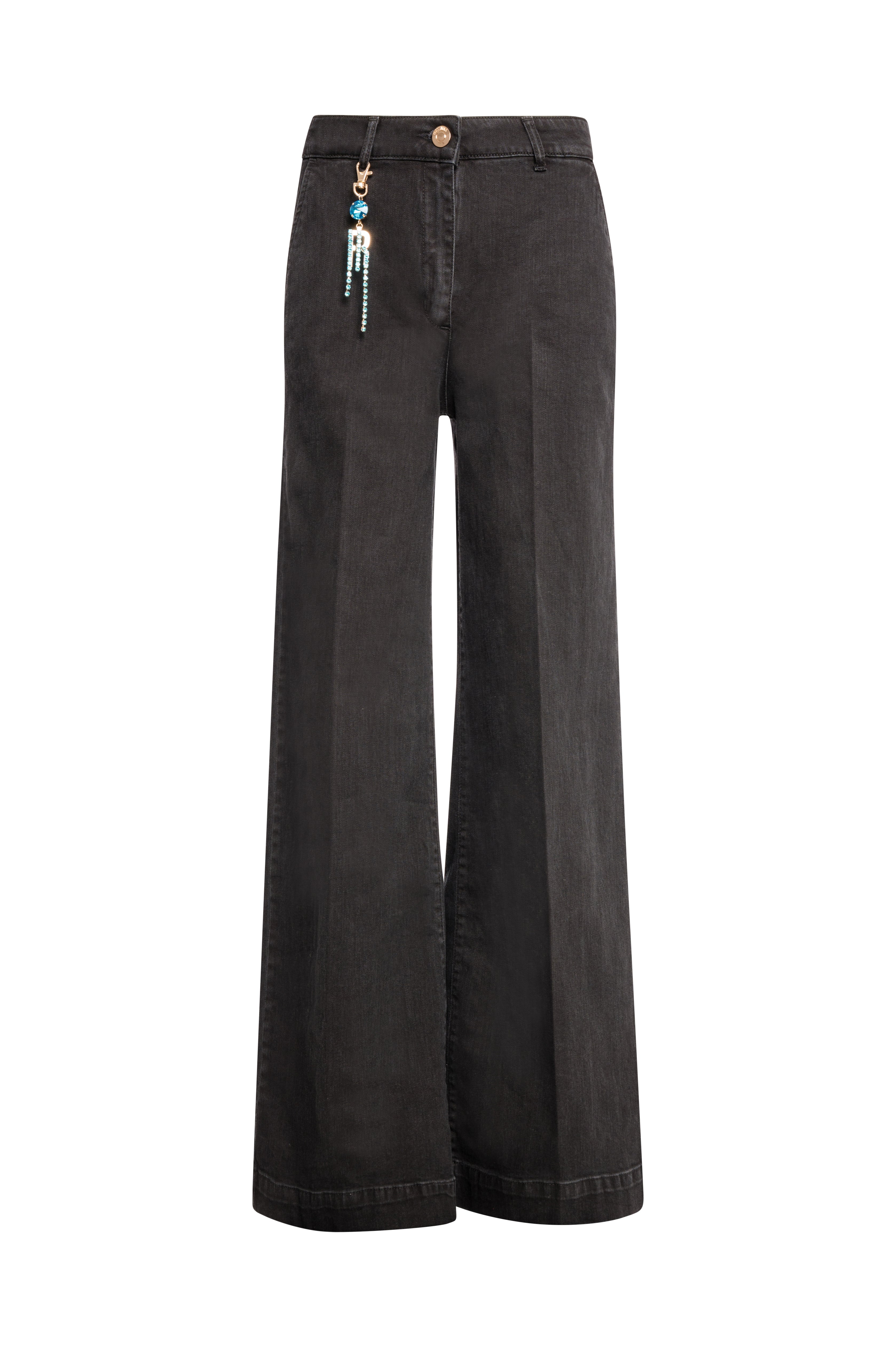 Palazzo pant wide fit made in black denim with dark wash Fracomina FS26WV3015D42093-KG6-1