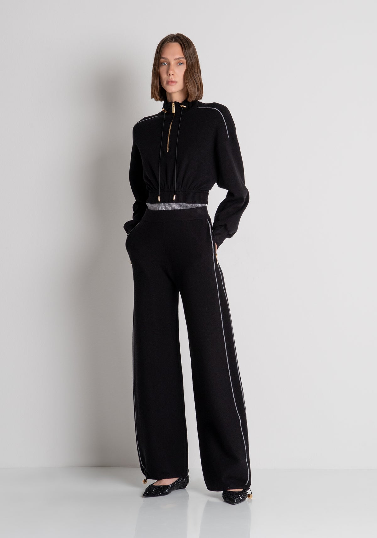 Knitted palazzo pant wide fit Fracomina FS26WV7002K45901-056-2