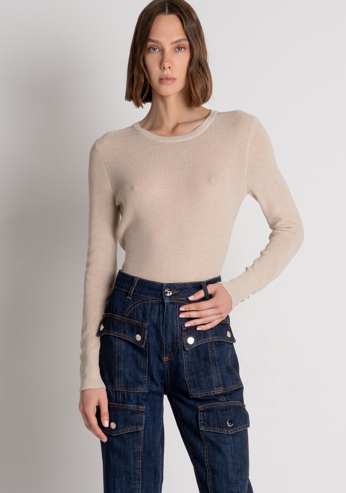 Jeans bootcut made in denim with dark wash Fracomina FS26WVA001D40993-365-2