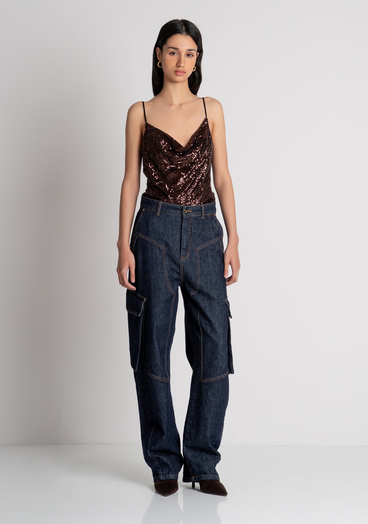 Jeans carrot balloon fit made in denim with dark wash Fracomina FS26WVC001D40193-365-2