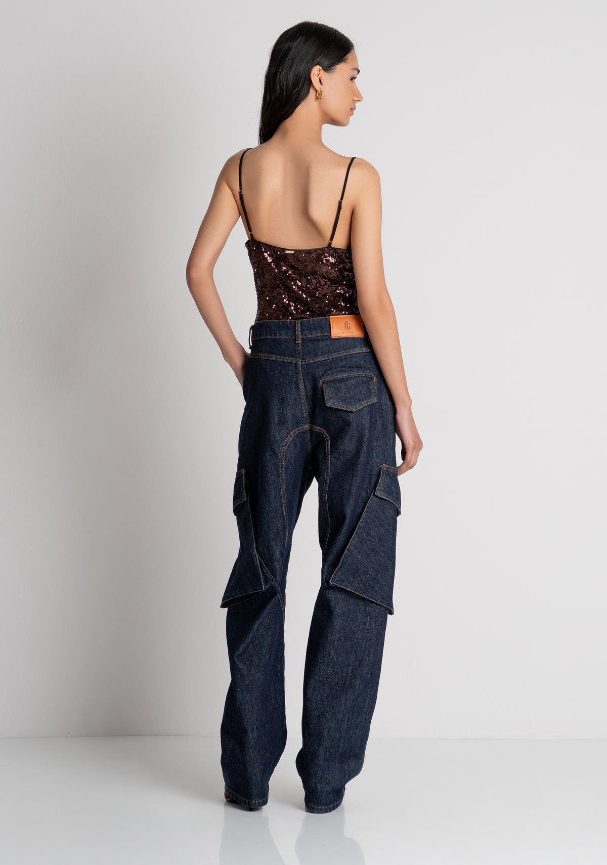 Jeans carrot balloon fit made in denim with dark wash Fracomina FS26WVC001D40193-365-4