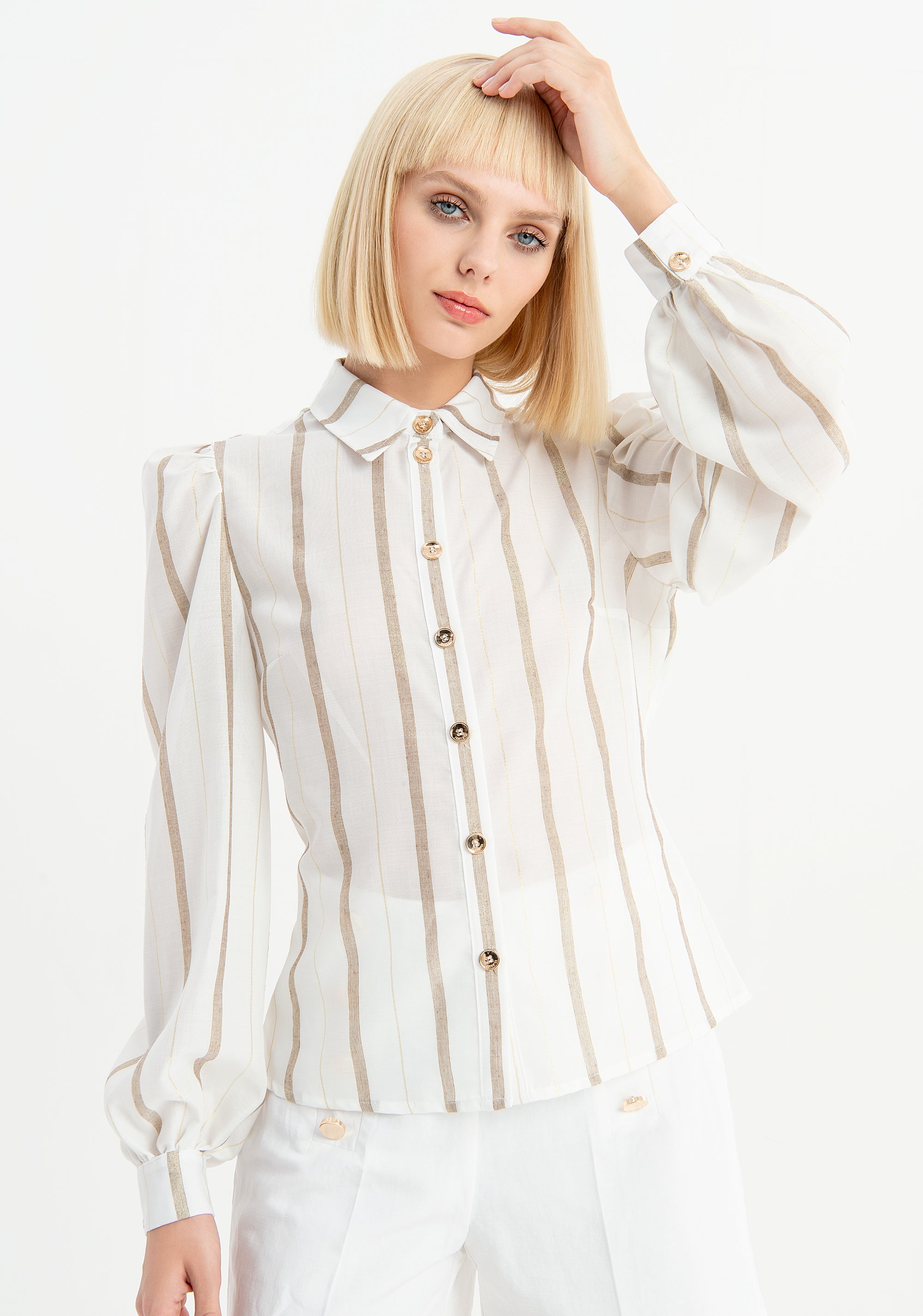 Regular shirt with puff sleeves Fracomina FU23ST6006W677Q7-S13