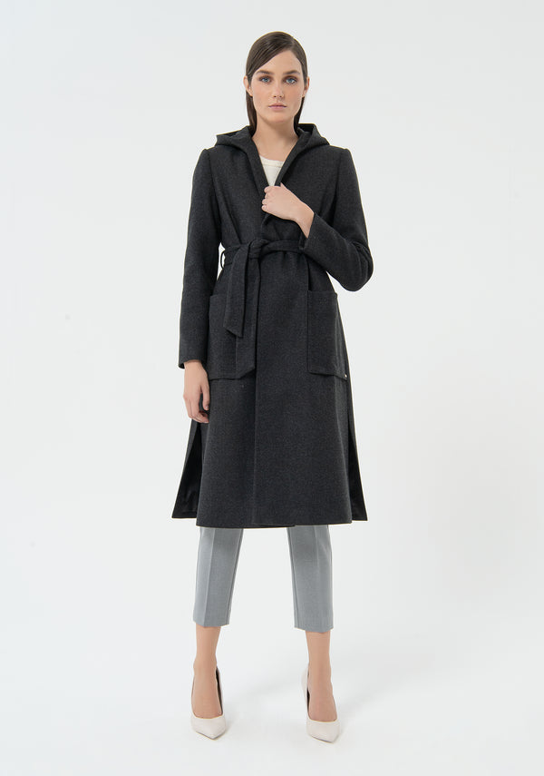 Wool coat with a hood Fracomina FU23WC1011W44101-121
