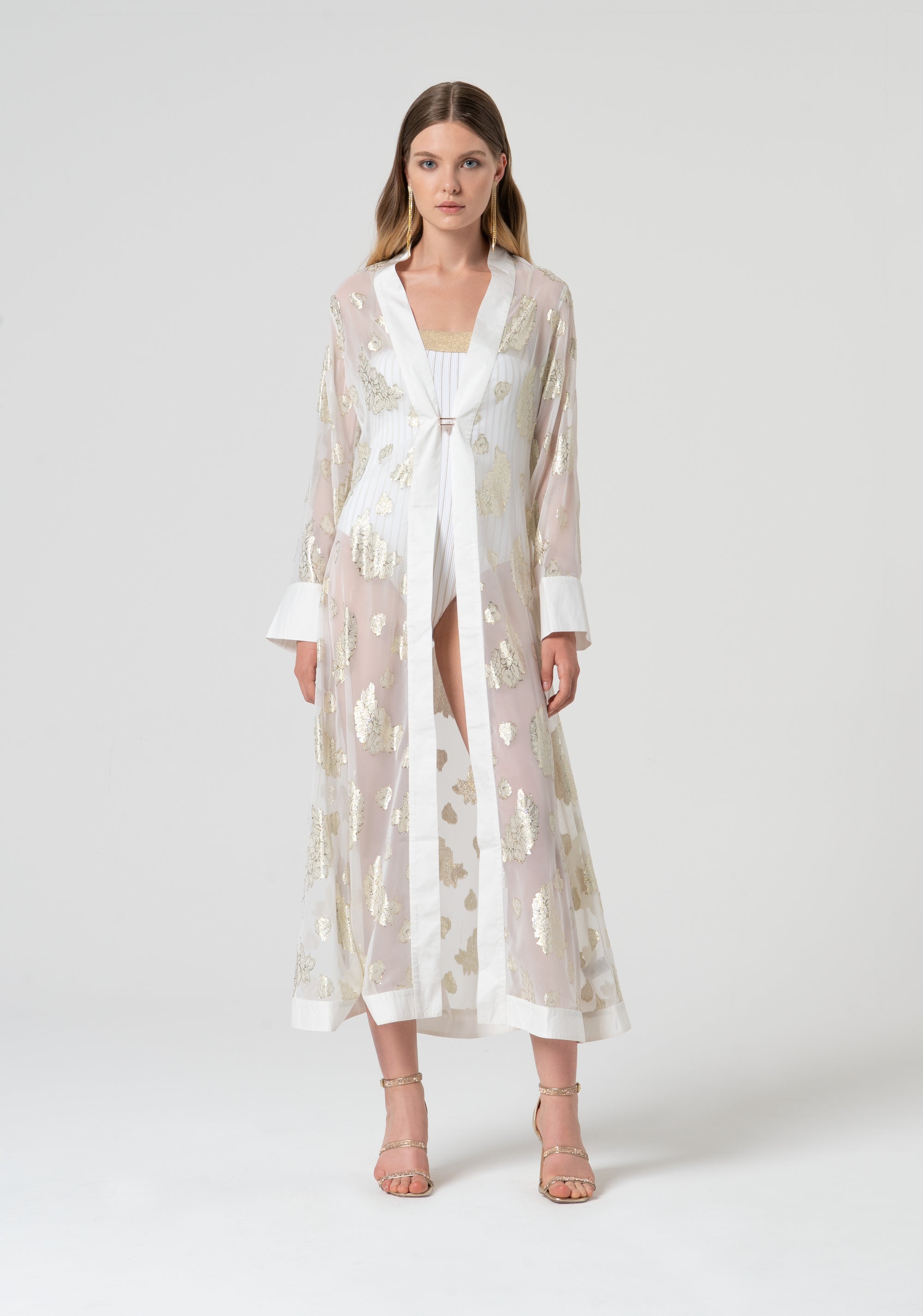 Long kaftan dress regular fit with lurex Fracomina FV25SD3004W789F8-D62-1