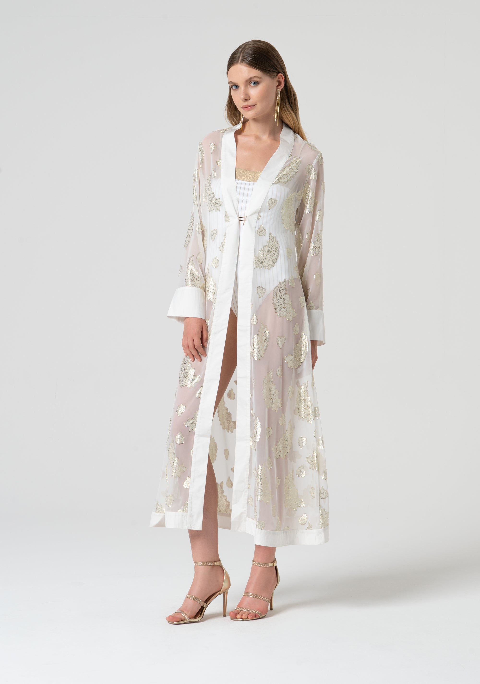 Long kaftan dress regular fit with lurex Fracomina FV25SD3004W789F8-D62-2