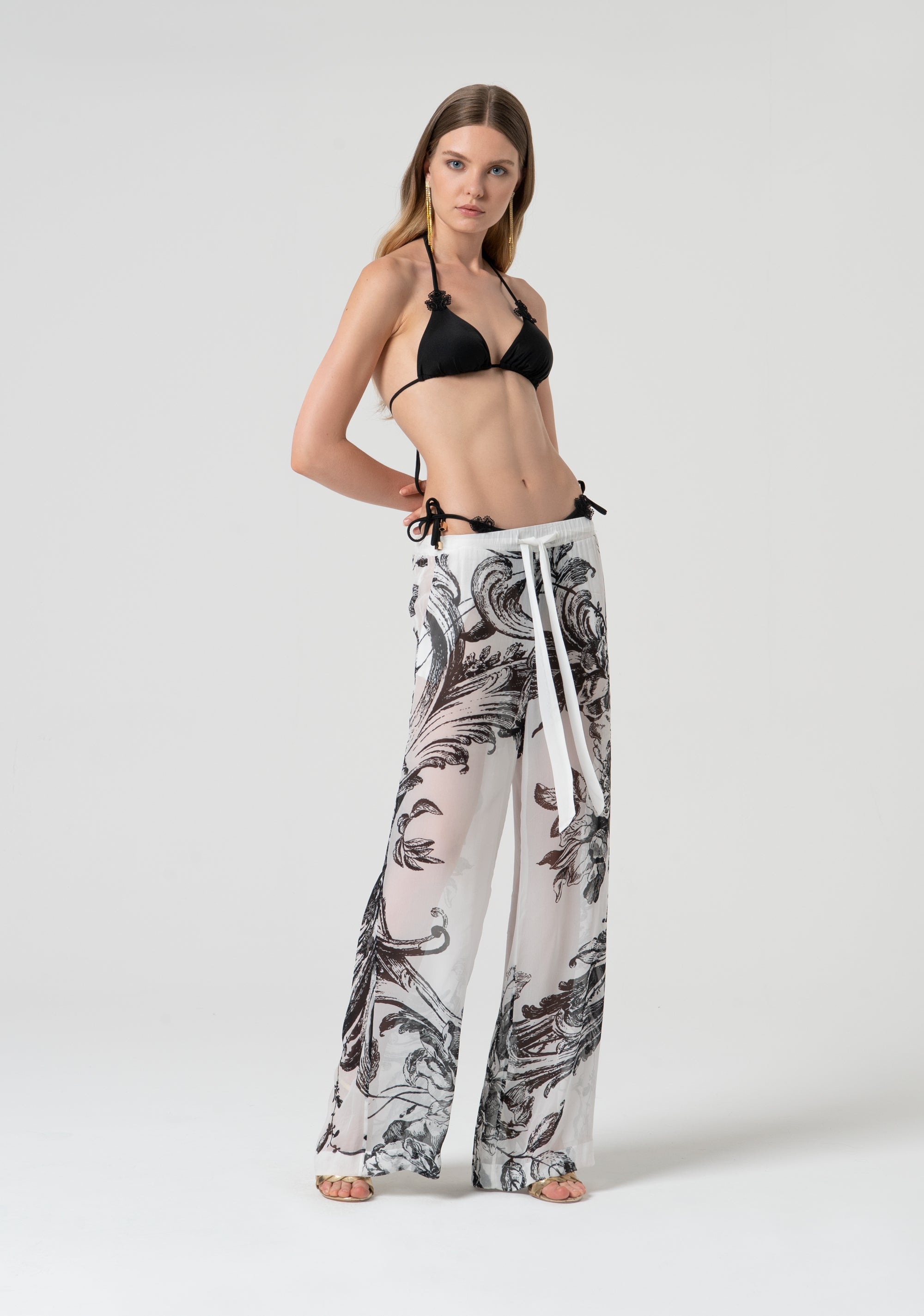 Palazzo pant with flowery print Fracomina FV25SV3003W452R8-324-1