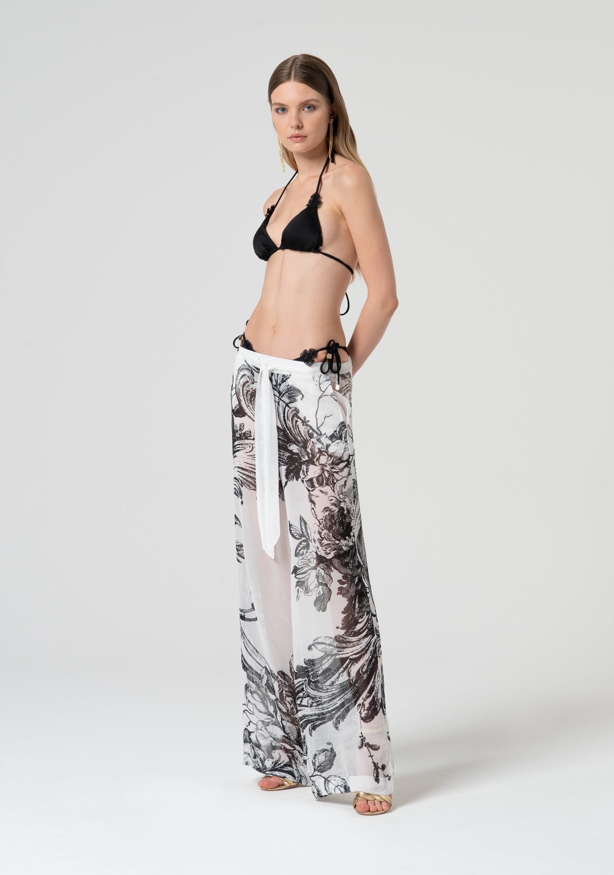 Palazzo pant with flowery print Fracomina FV25SV3003W452R8-324-2