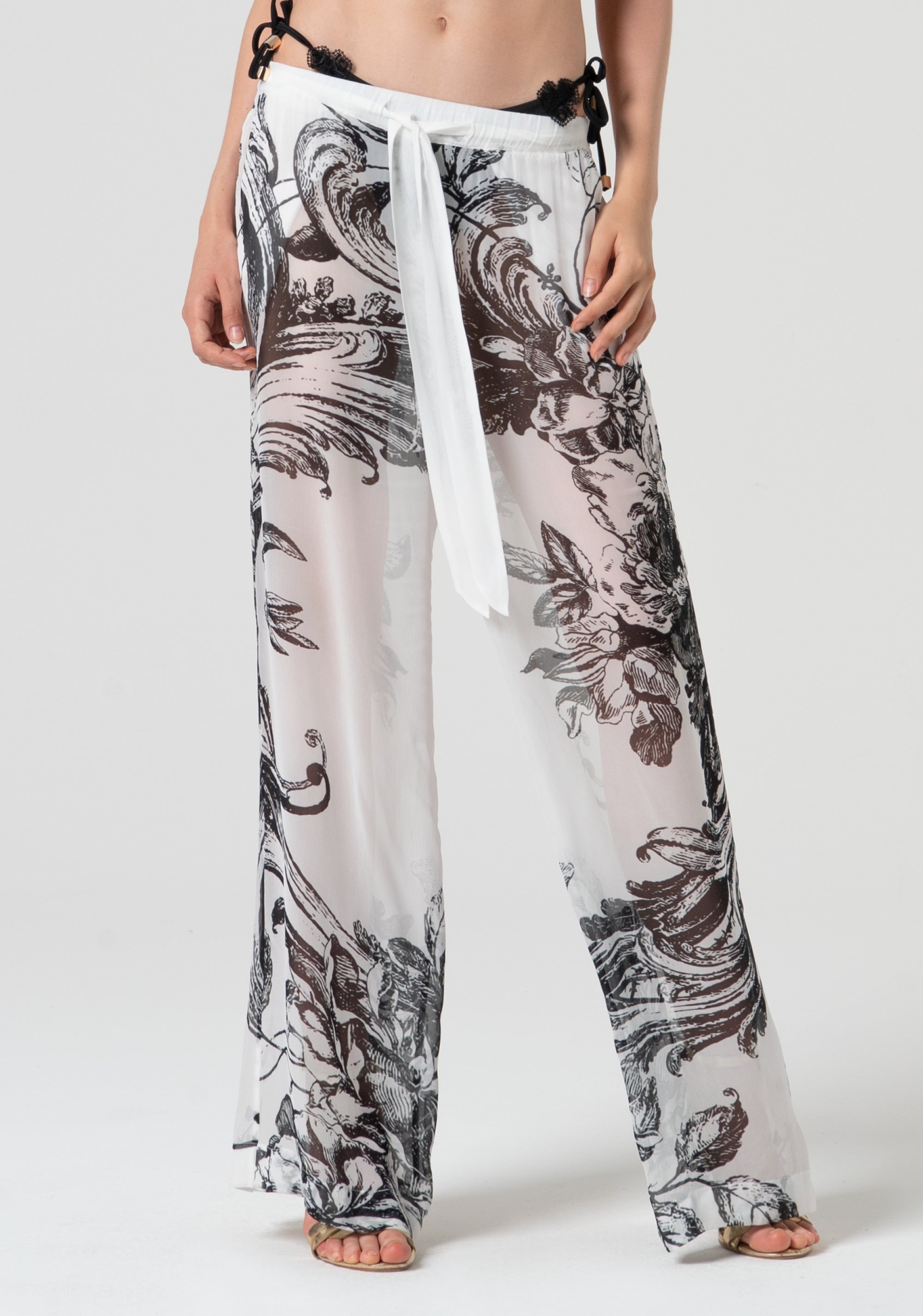 Palazzo pant with flowery print Fracomina FV25SV3003W452R8-324-3