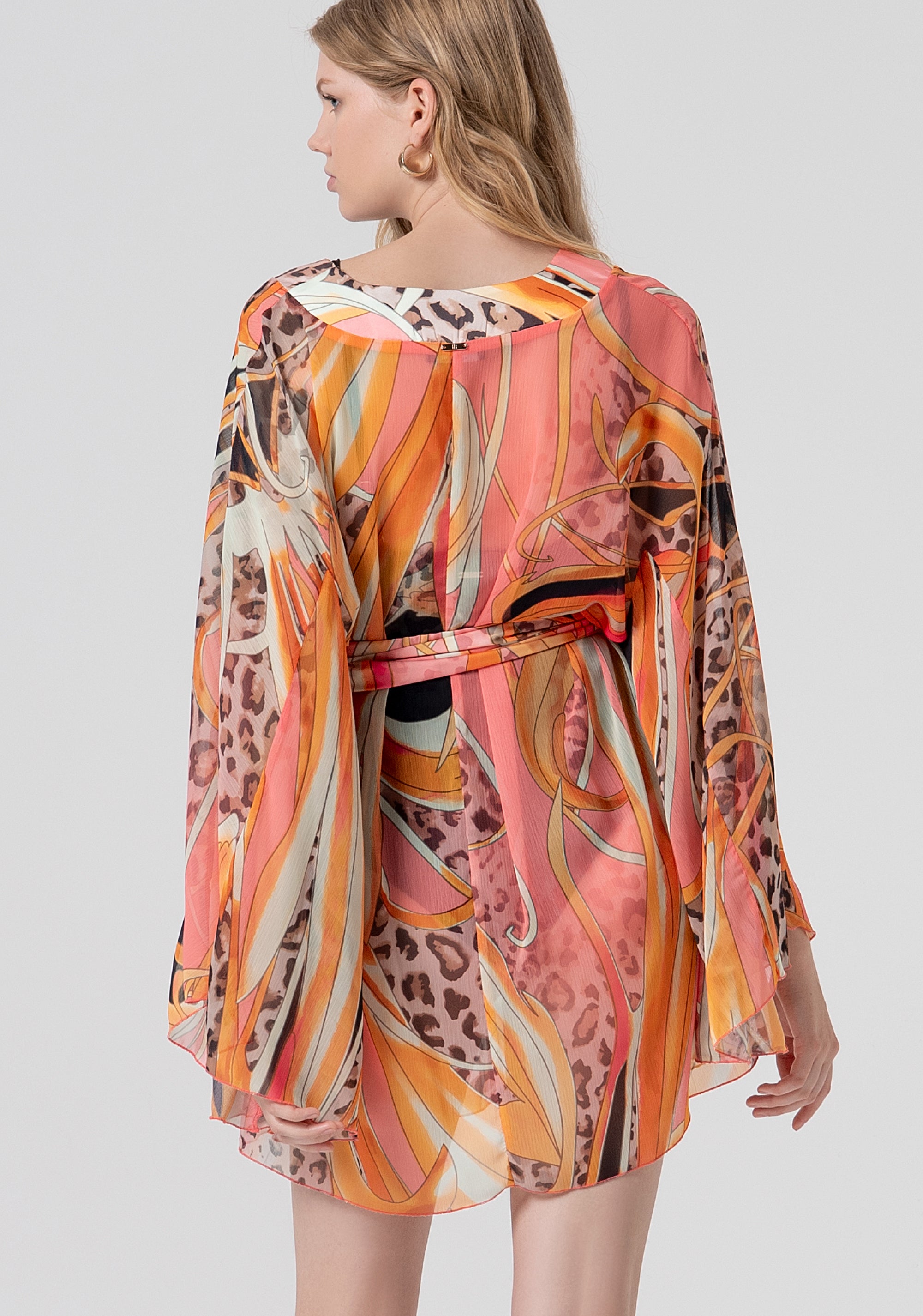 Mini dress regular fit kaftano style with conceptual pattern Fracomina FV26SD1001W412J8-222-3
