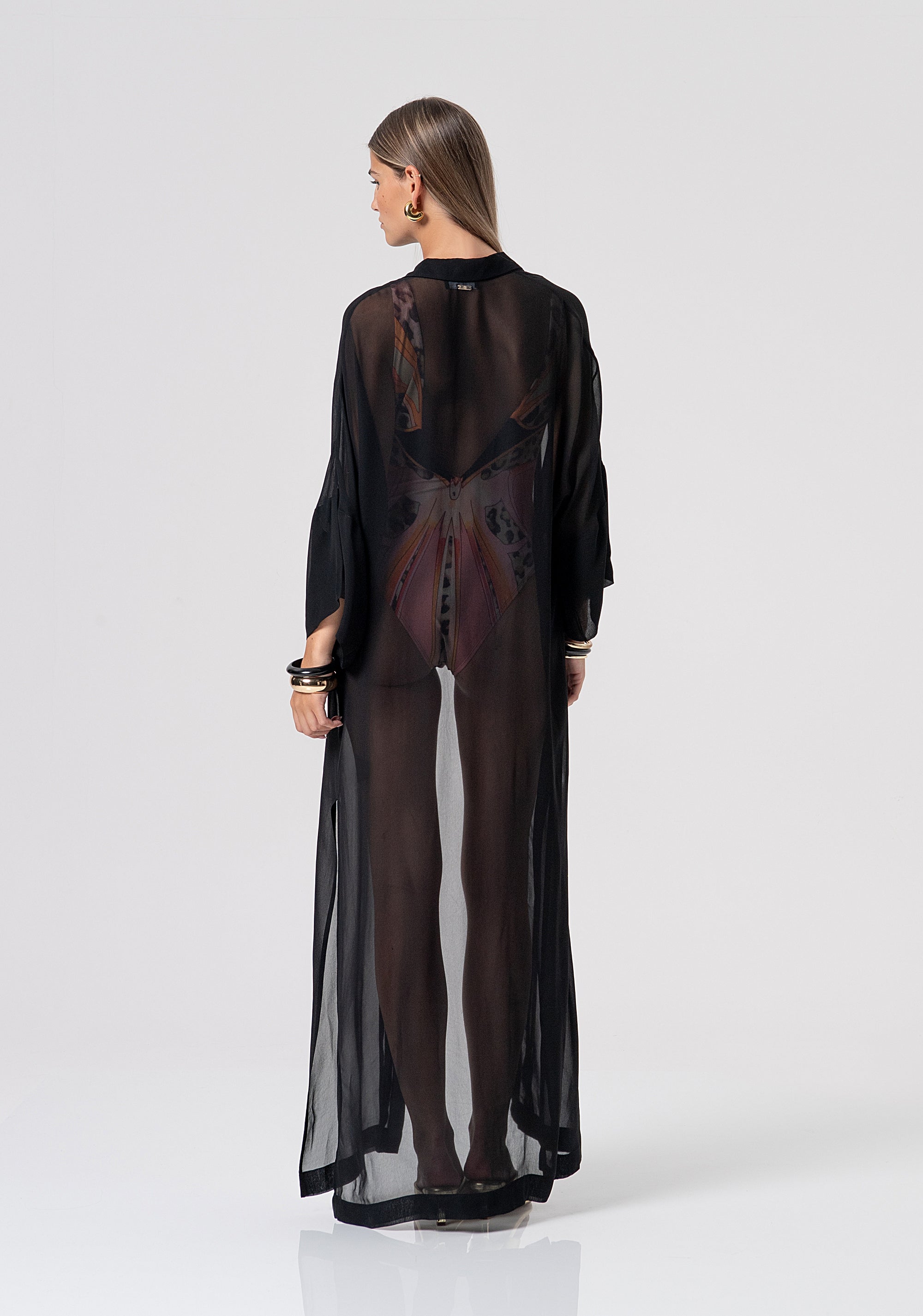 Long kimono regular fit made in georgette Fracomina FV26SD3003W58301-053-3