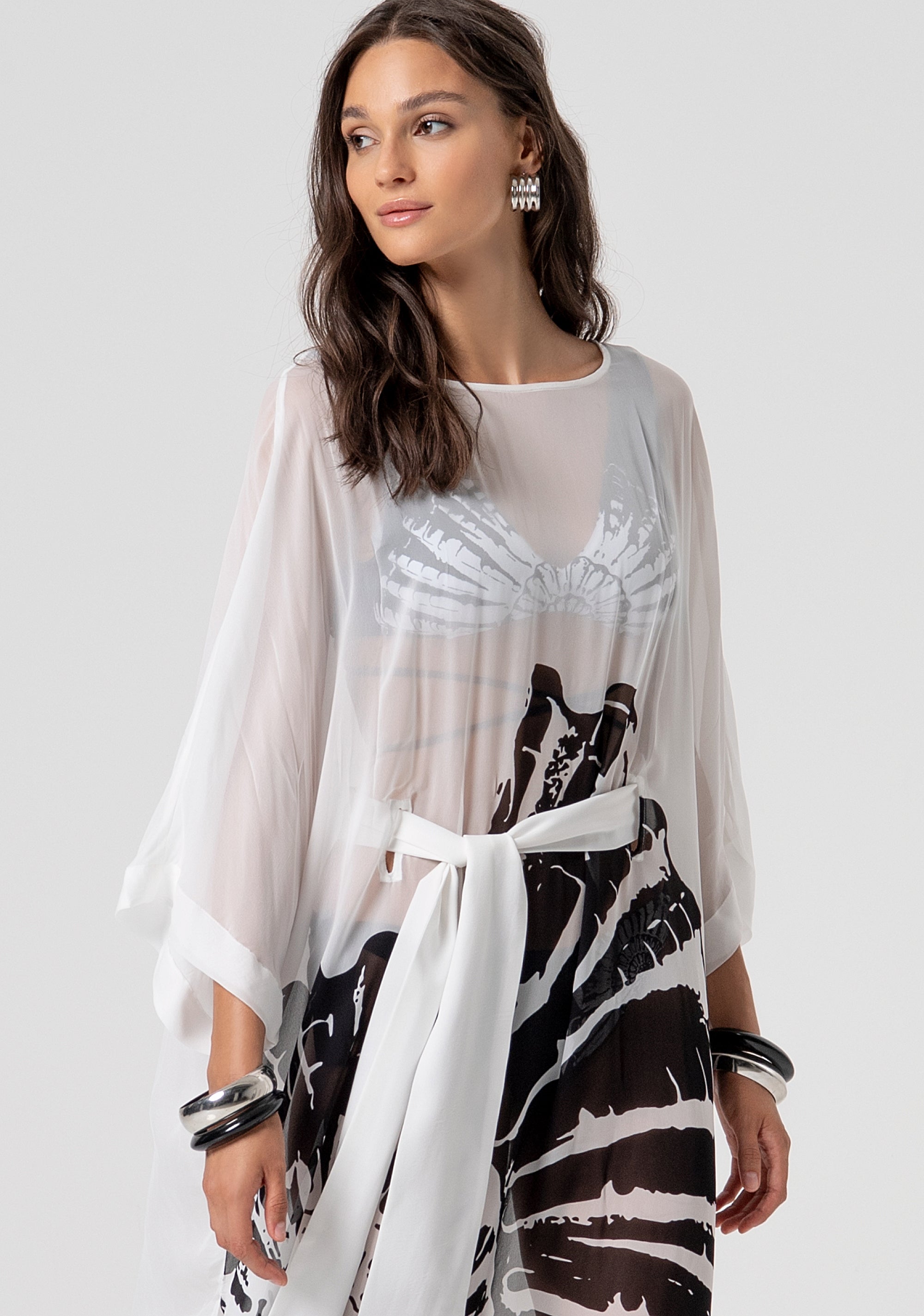 Dress regular fit kaftan style with print Fracomina FV26SD3004W583R8-278-2