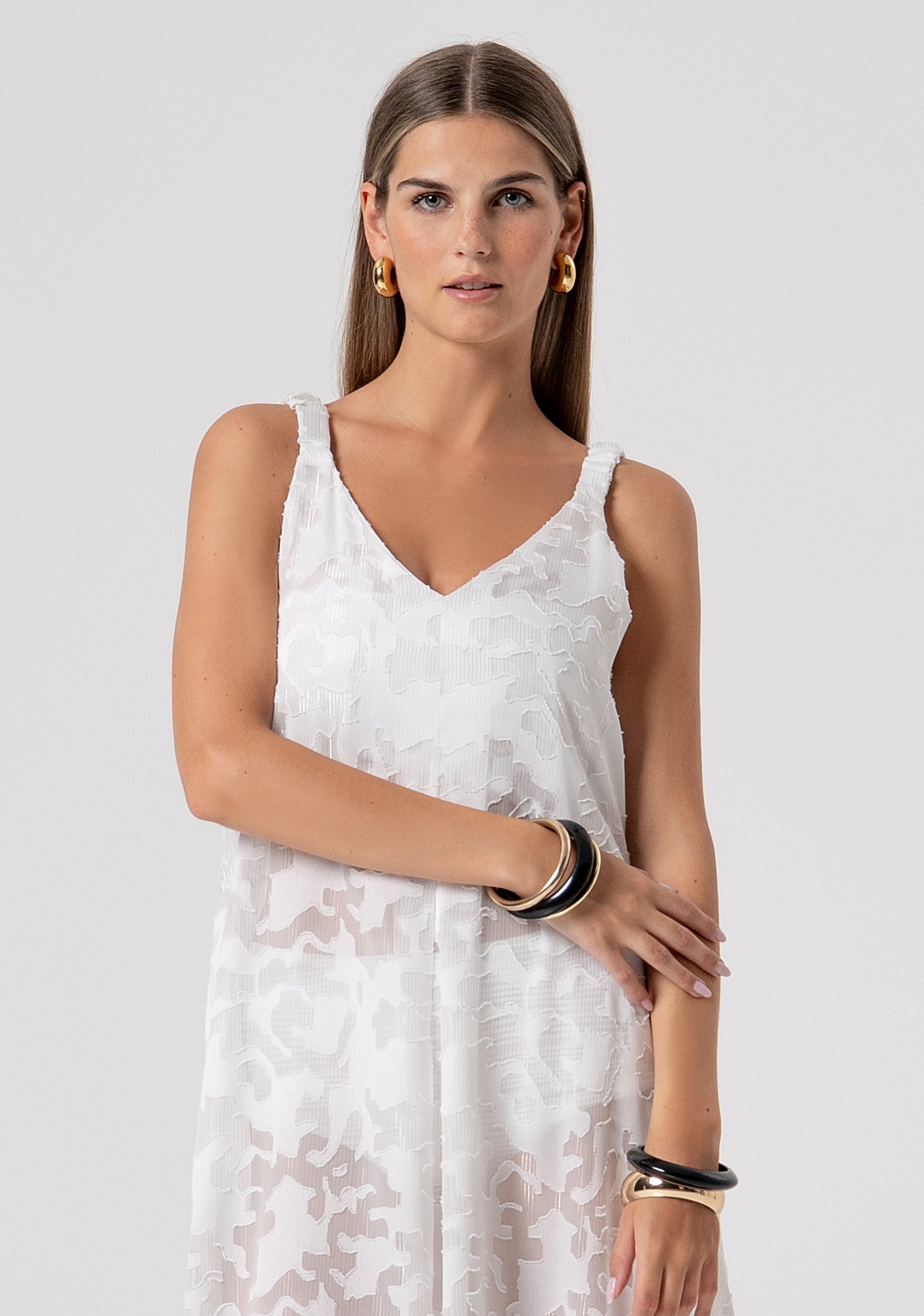 Sleeveless long dress made in lace Fracomina FV26SD3010W421F8-278-2