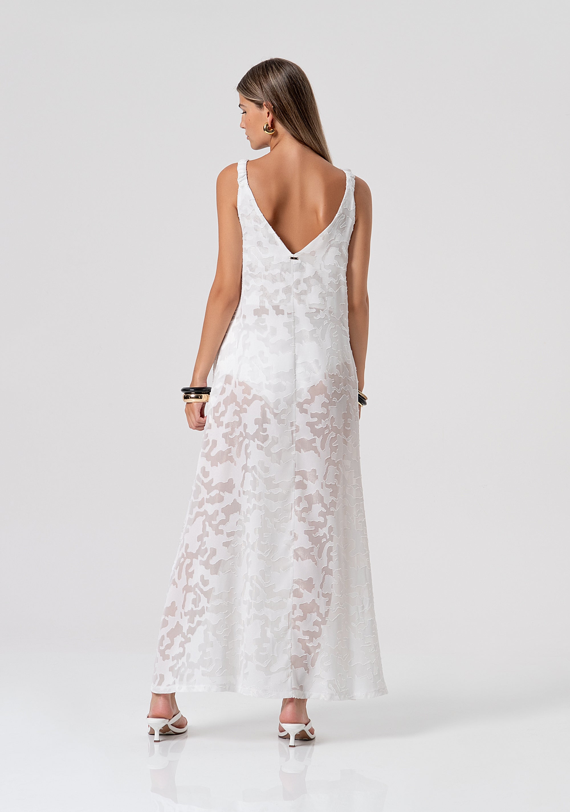 Sleeveless long dress made in lace Fracomina FV26SD3010W421F8-278-3