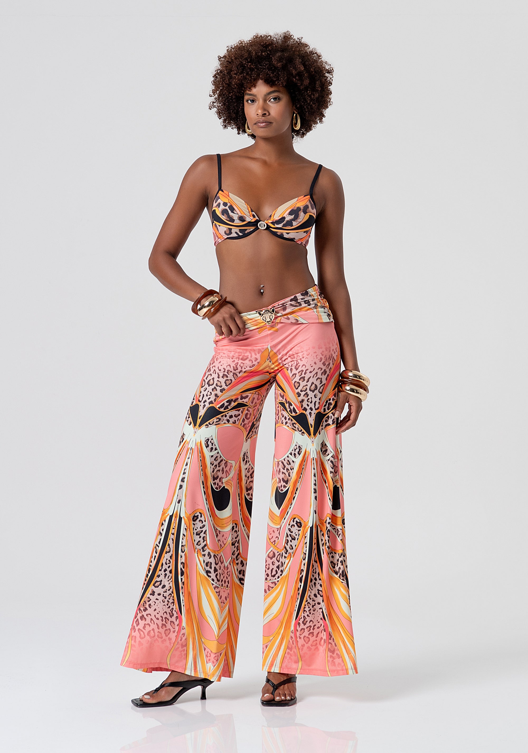 Palazzo pant flare with conceptual pattern Fracomina FV26SV3001J493J8-222-1