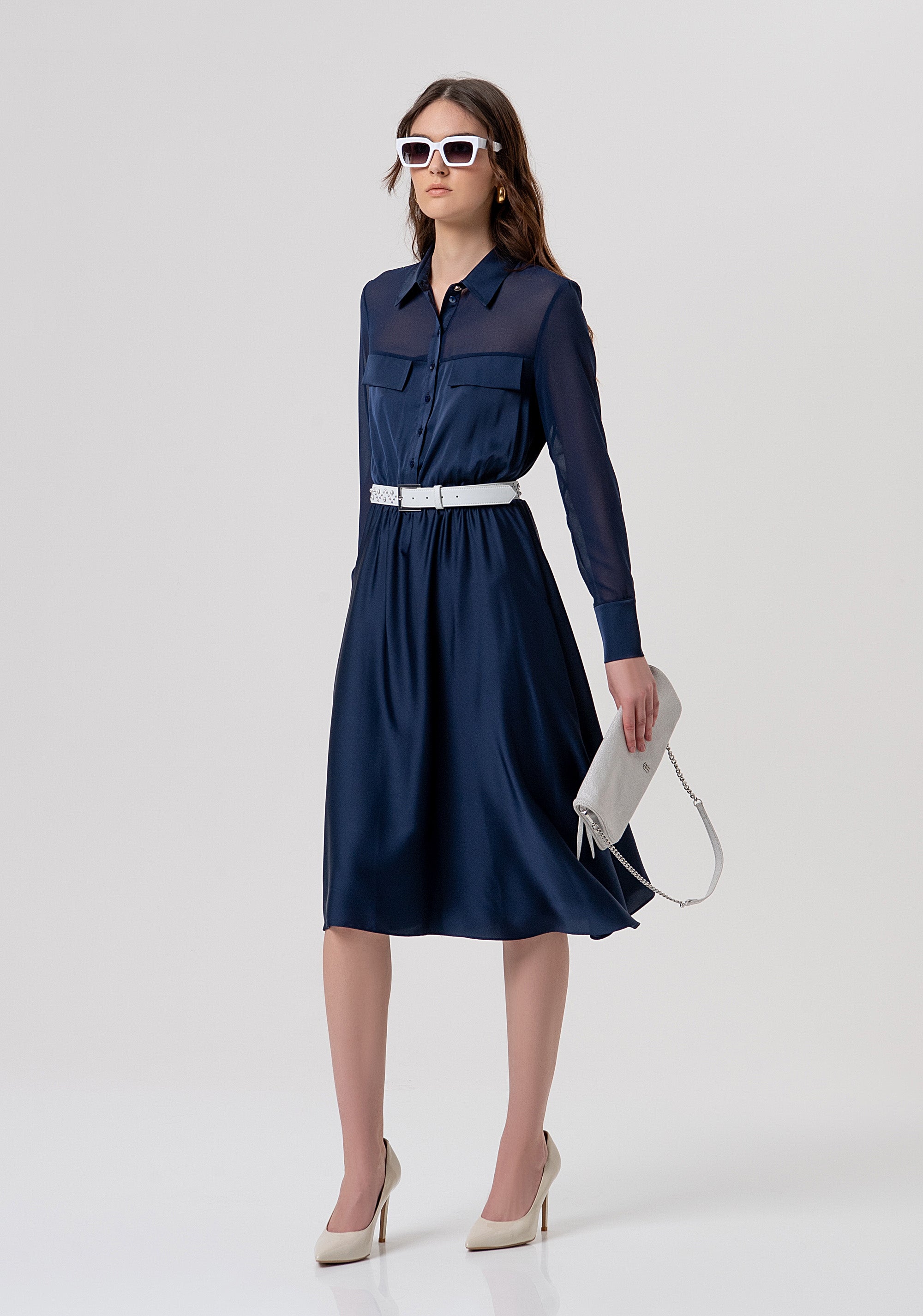 Dress regular fit middle length made in mixed fabric Fracomina FY26SD2025W41101-117-4