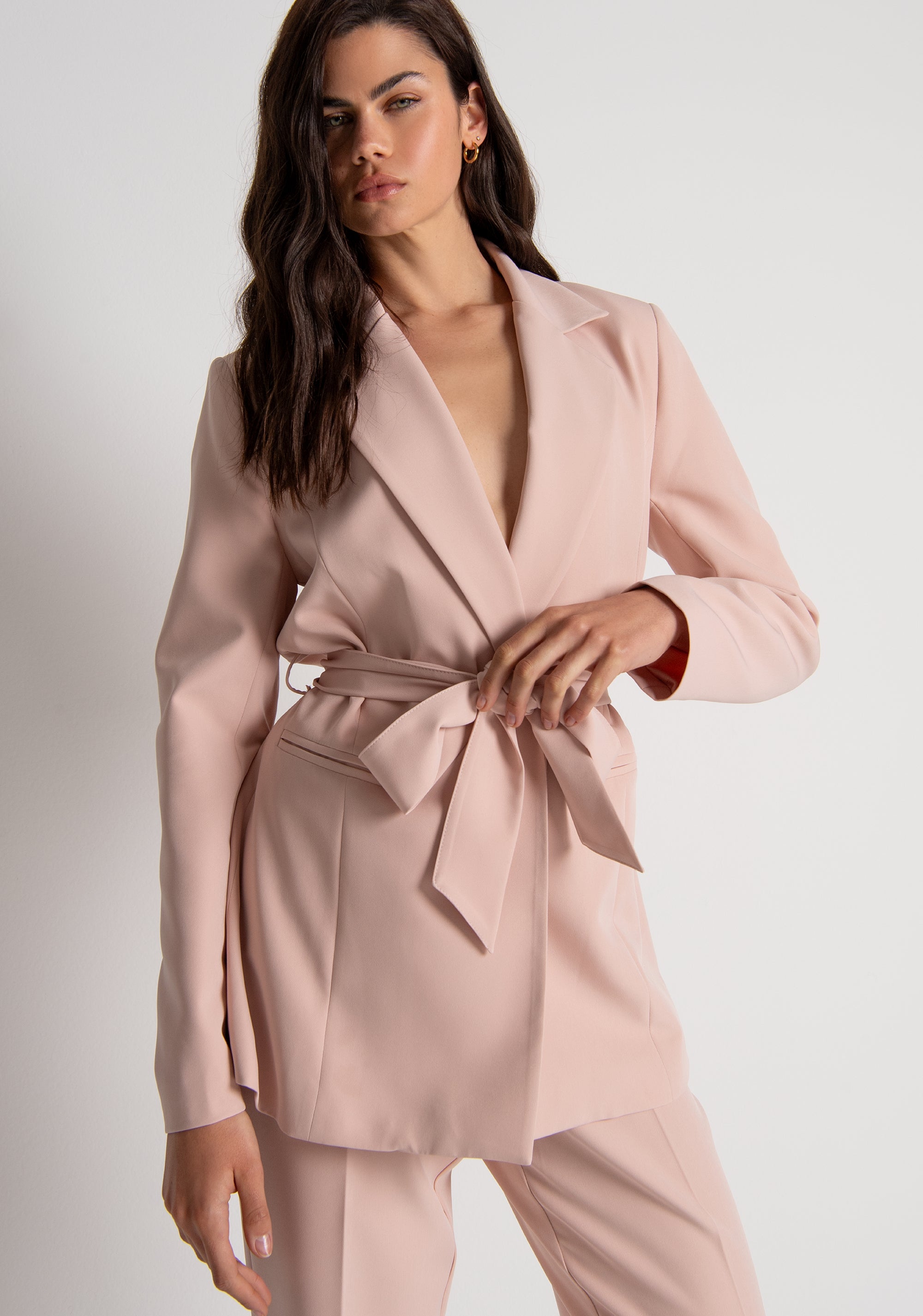 Blazer jacket regular fit double breasted with sash at the waist Fracomina FY26WJ3002W42901-2