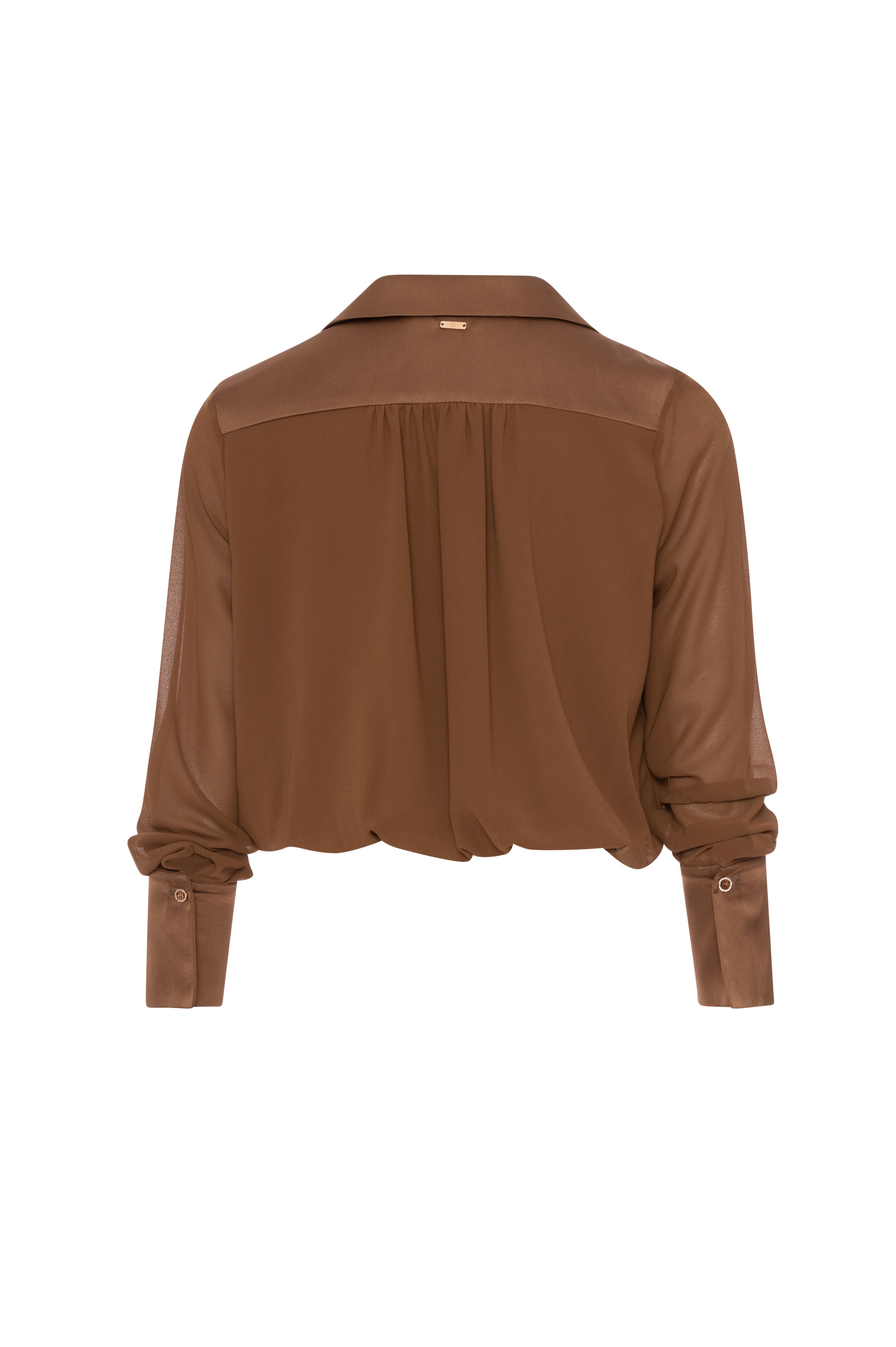 Blouse cropped with neck collar made in satin Fracomina FY26WT1012W41201-K20-2