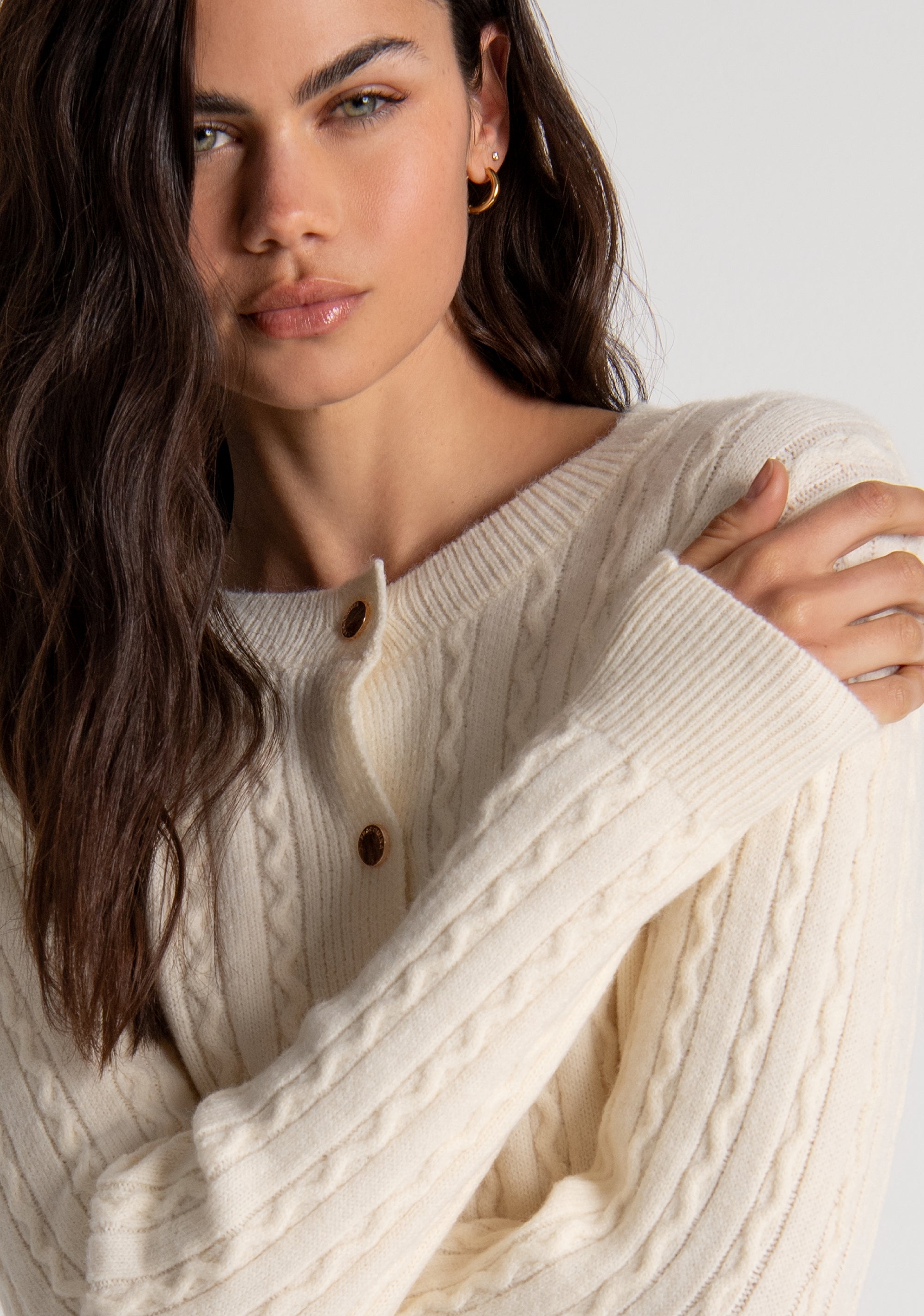 Knitted cardigan regular fit with cable stitch Fracomina FY26WT8037K45801-B59