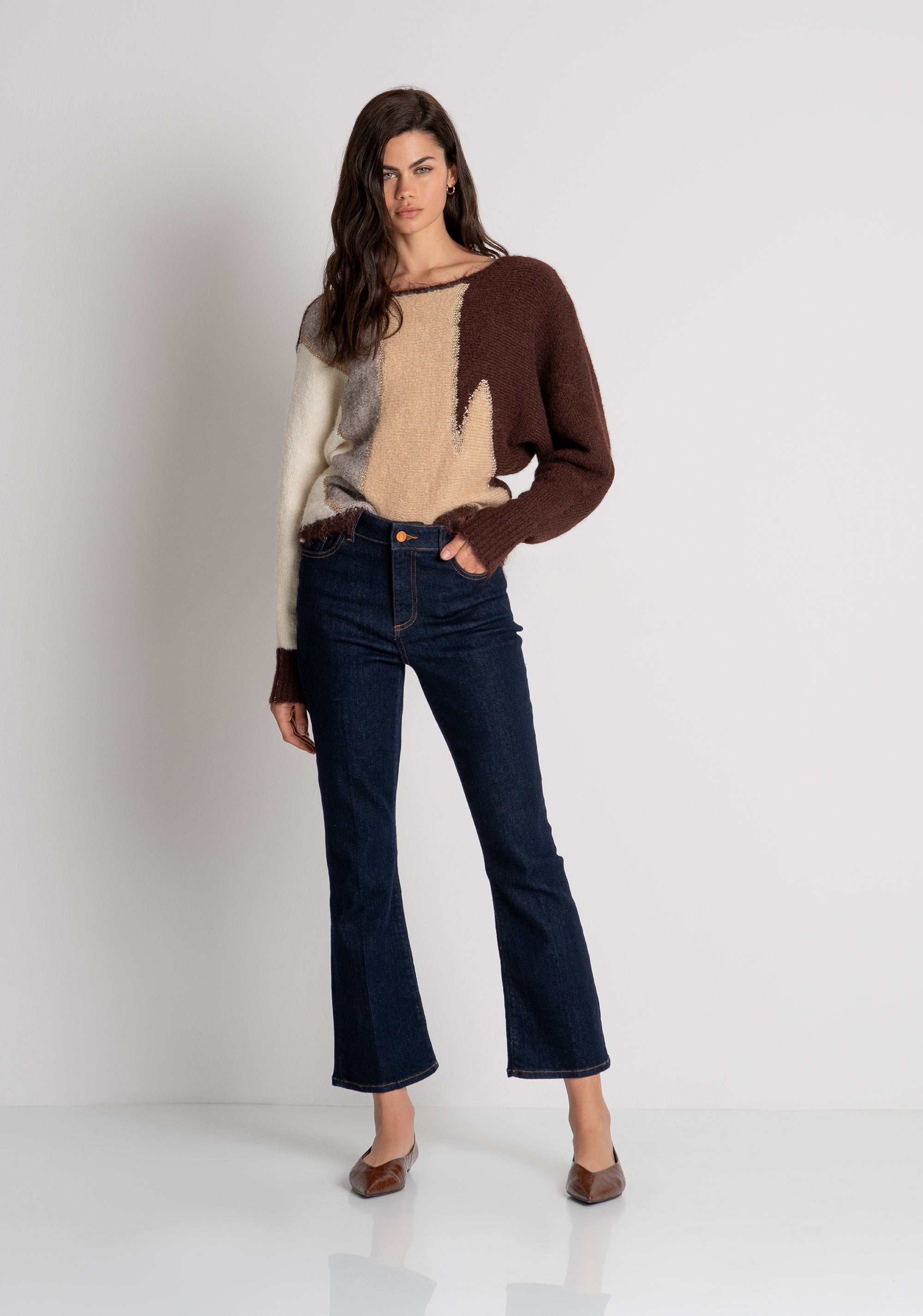 Jeans cropped made in denim with raw wash Fracomina FY26WV9006D46093-L23-2