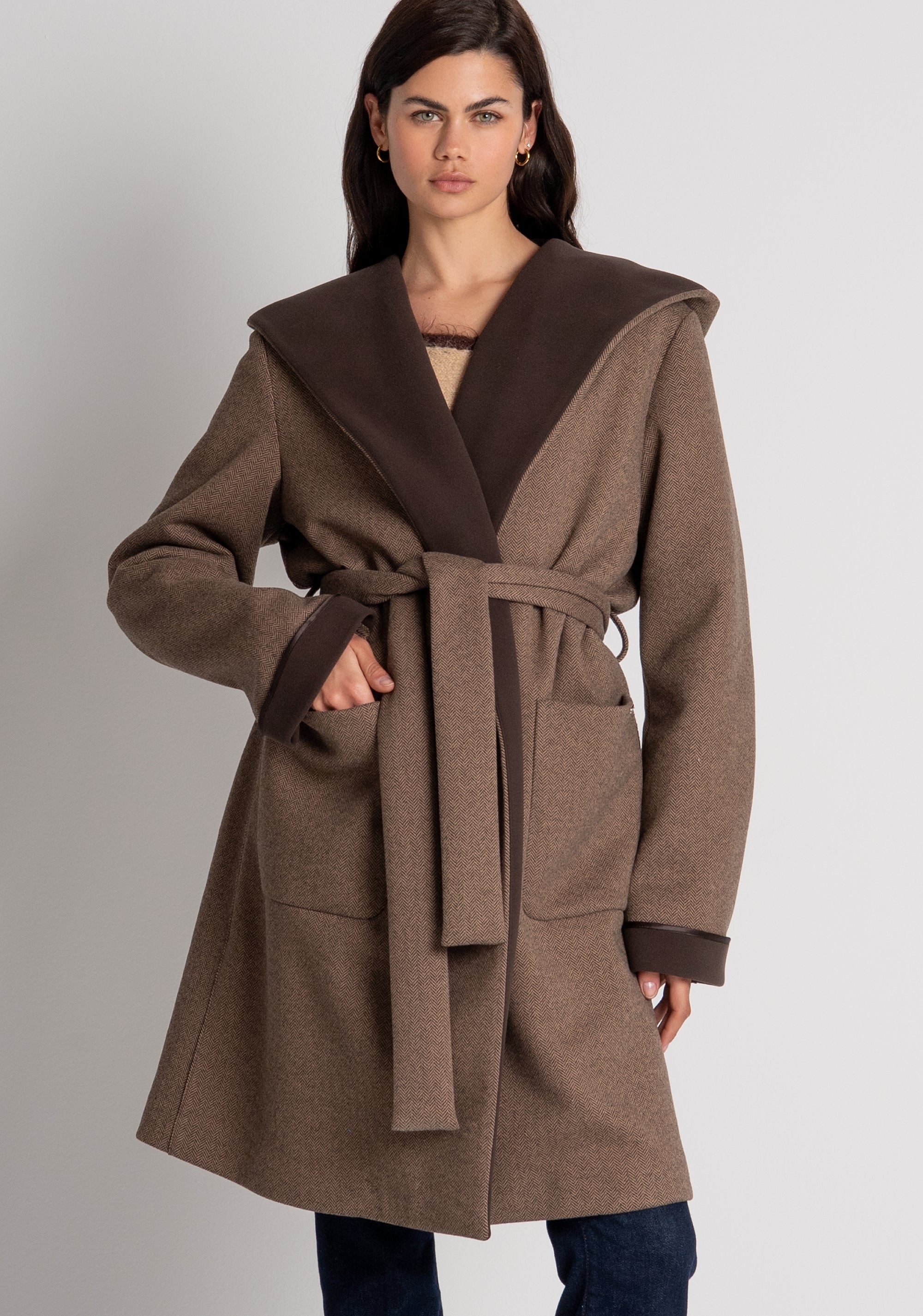 Long coat regular fit with hood Fracomina FZ26WC1002W86401-091-2