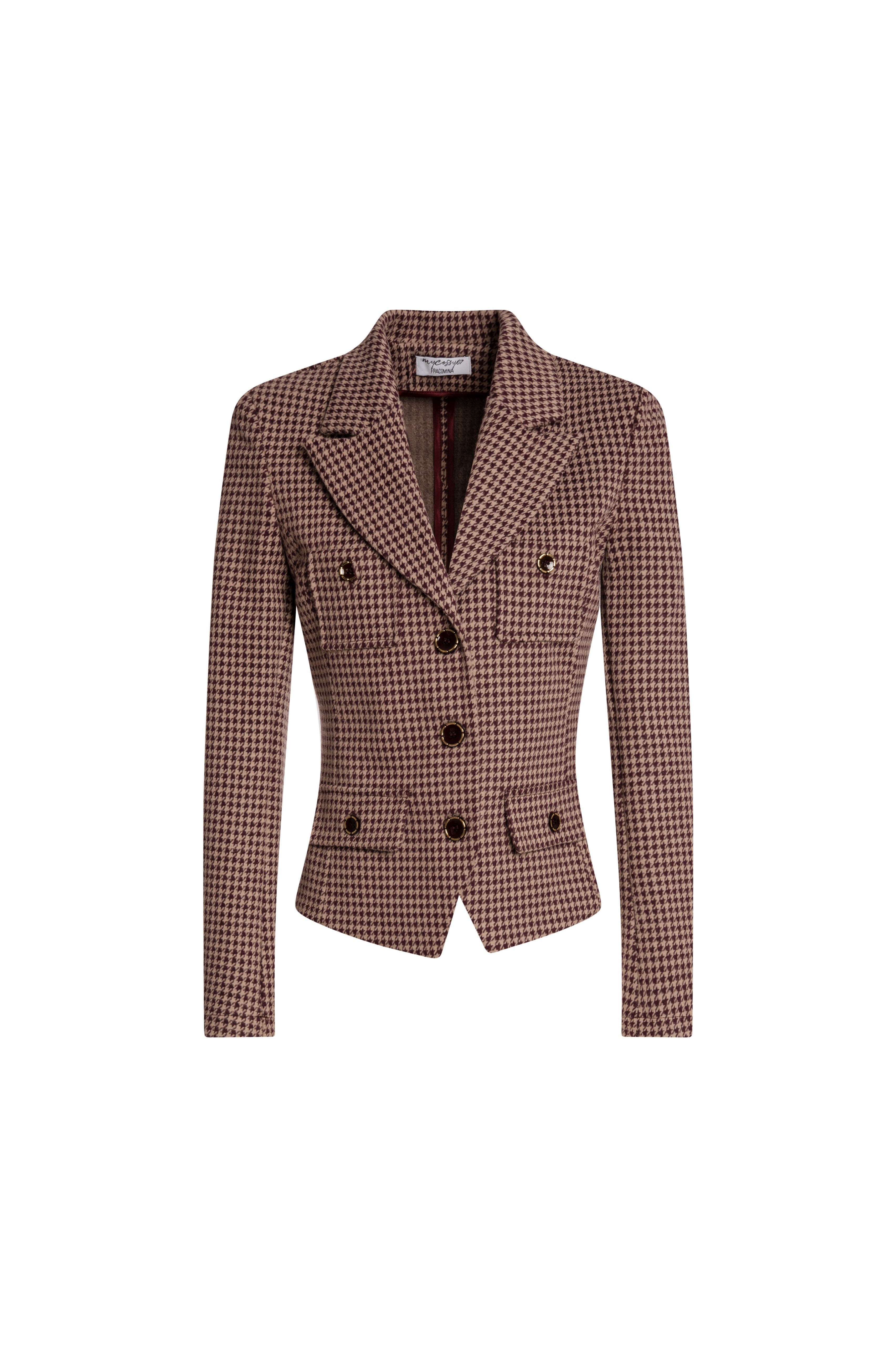 Blazer jacket regular fit single breasted made in pied de poule fabric Fracomina FZ26WJ2002W461F6-KM7-1