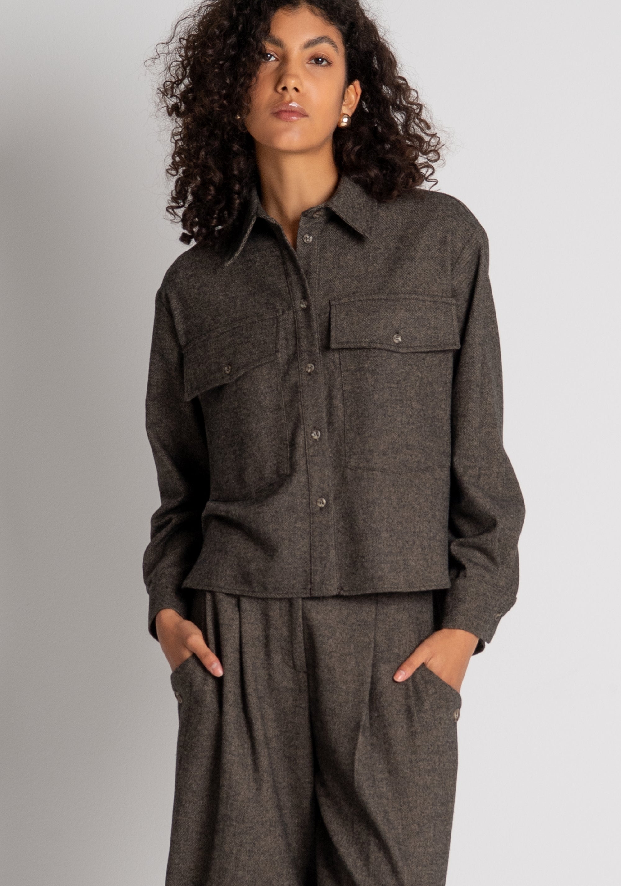 Shirt over fit made in tweed with wool Fracomina FZ26WT6004W73601-091-2