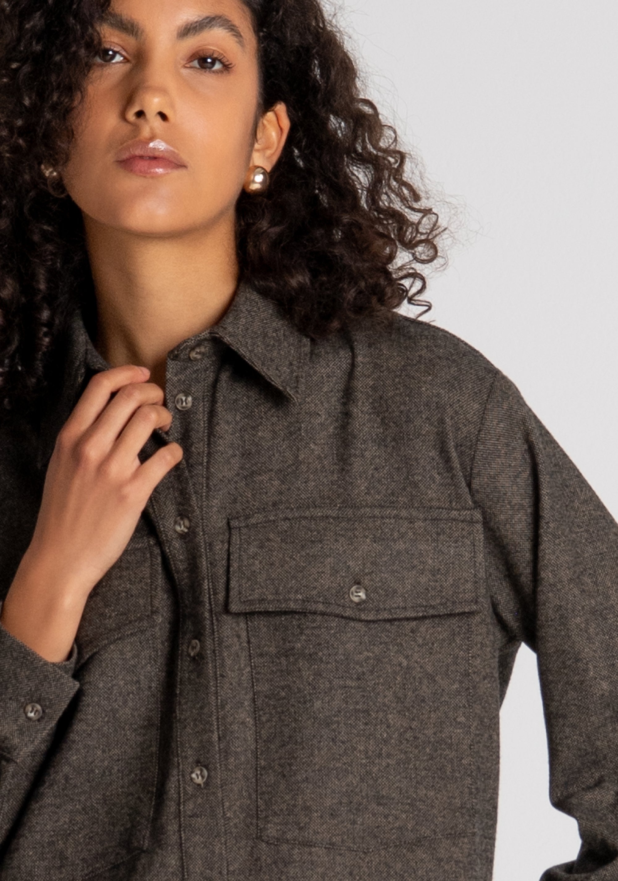 Shirt over fit made in tweed with wool Fracomina FZ26WT6004W73601-091-3