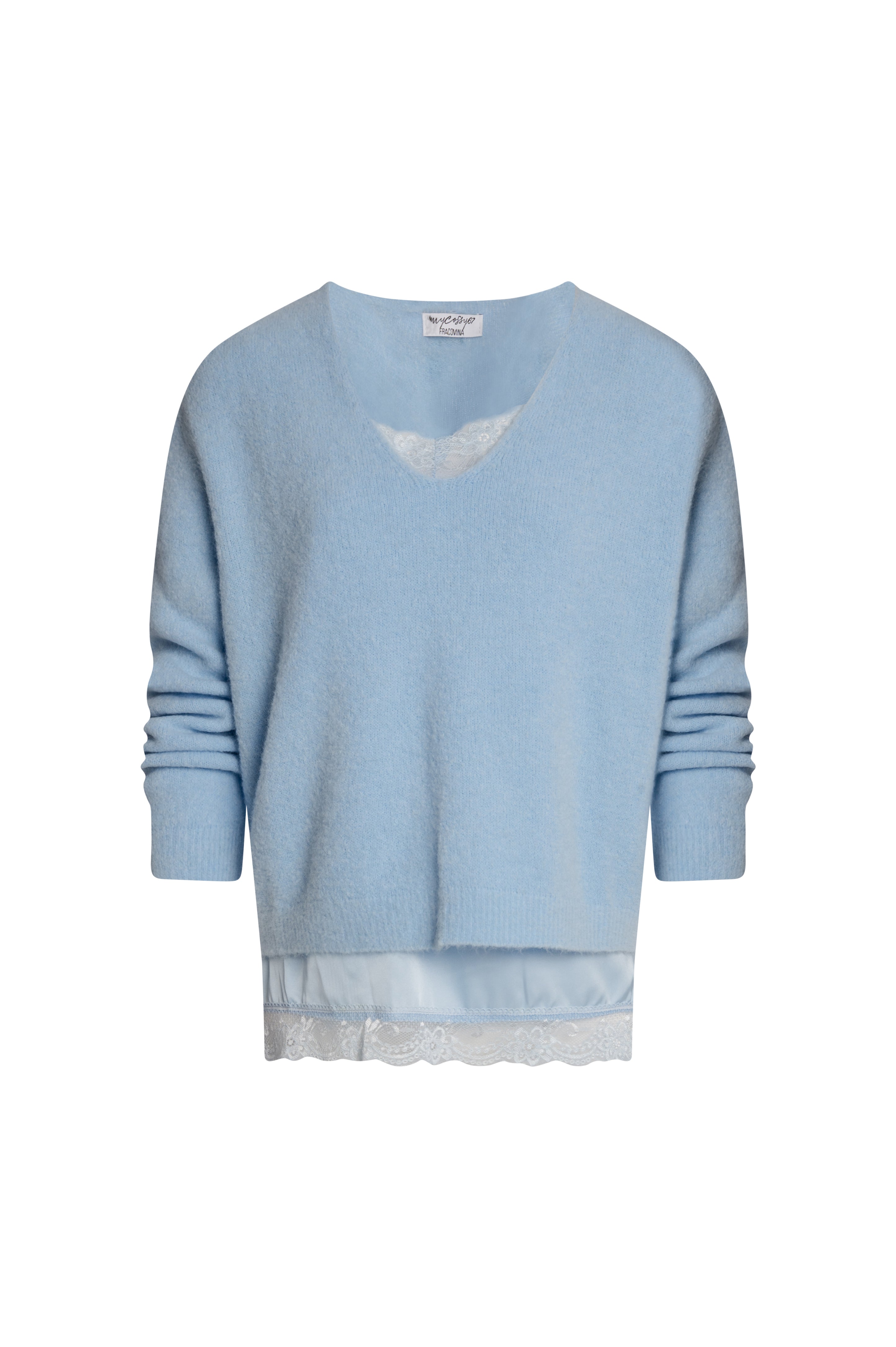 Knitwear regular fit with lingerie style top made in satin and lace Fracomina FZ26WTW001K57301-KB1-1