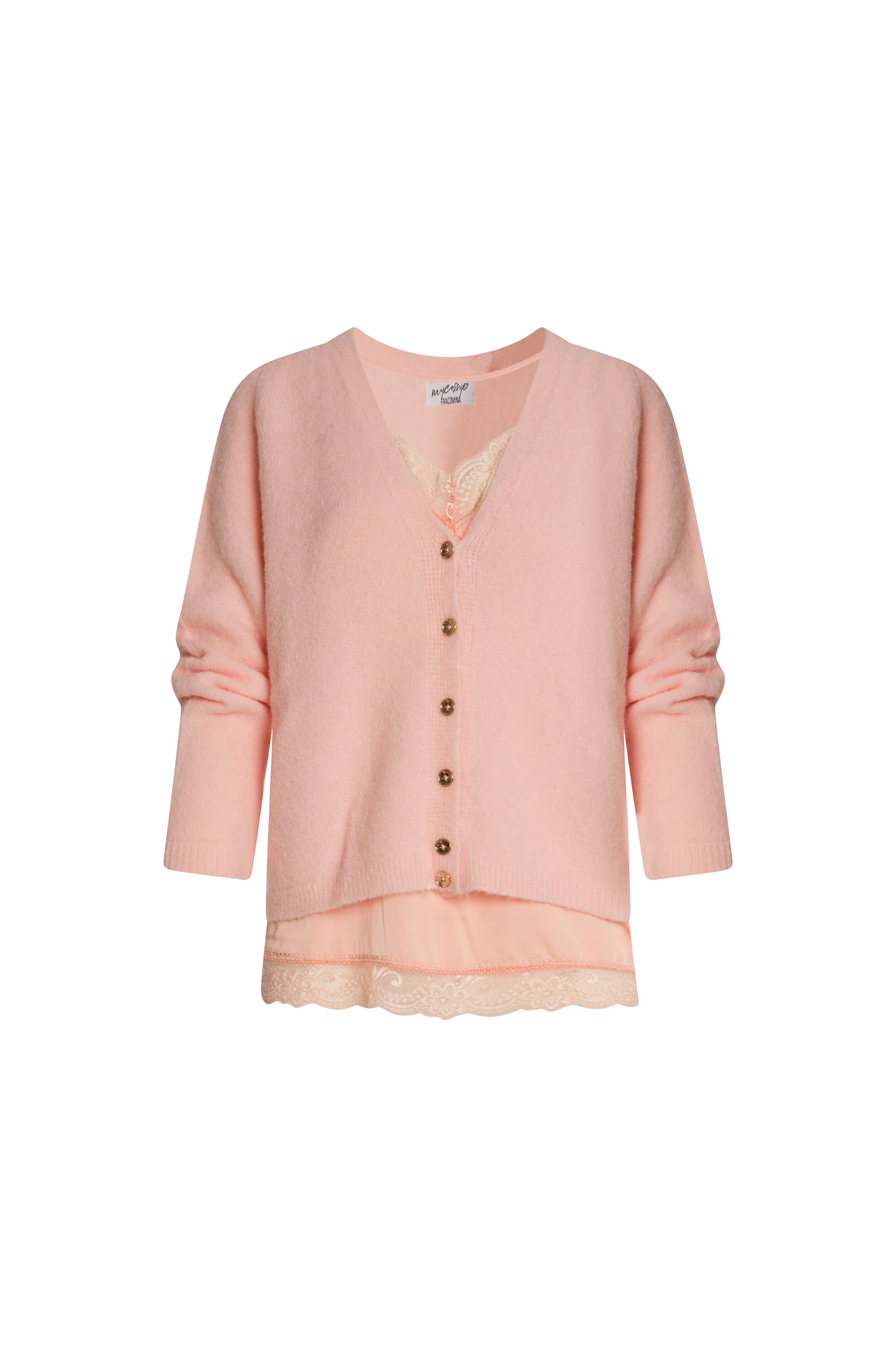 Cardigan regular fit with top lingerie style made in satin and lace Fracomina FZ26WTW002K57301-K61-1