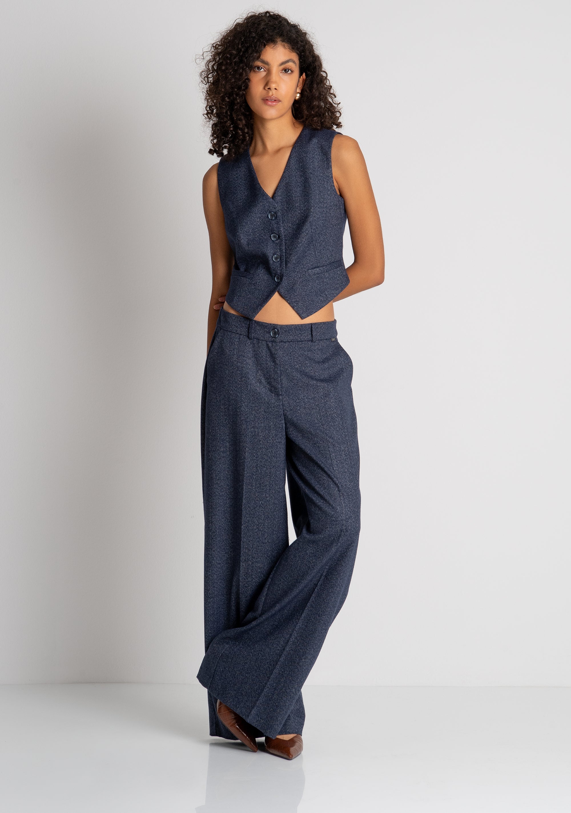 Palazzo pant wide fit made in tweed Fracomina FZ26WV3001W56101-078-2
