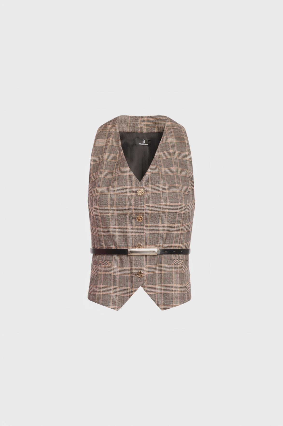 Gilet regular fit made in Prince of Wales fabric