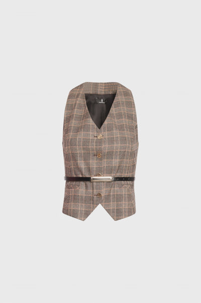 Gilet regular fit made in Prince of Wales fabric