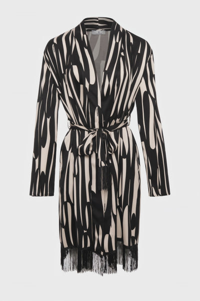 Long kimono regular fit with conceptual pattern