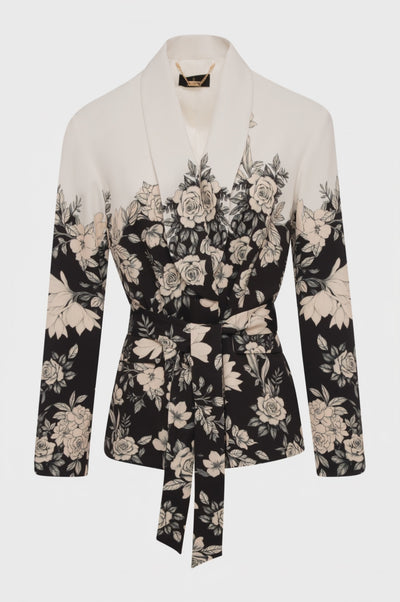 Blazer jacket regular fit with flowery pattern
